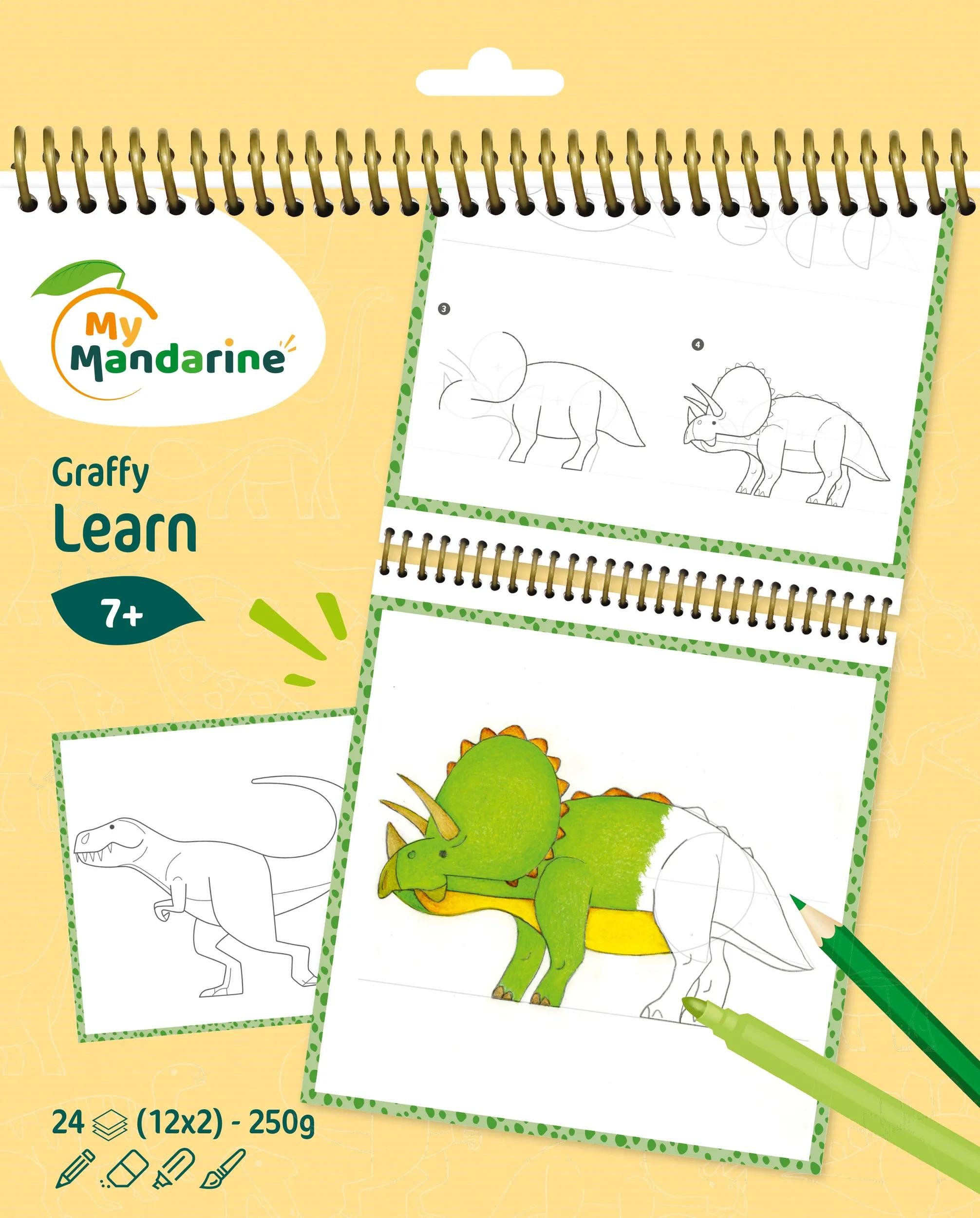 Avenue Mandarine Malvorlage 5x Graffy Learn, Dinosaurier - Gelb GY169C, My Mandarine