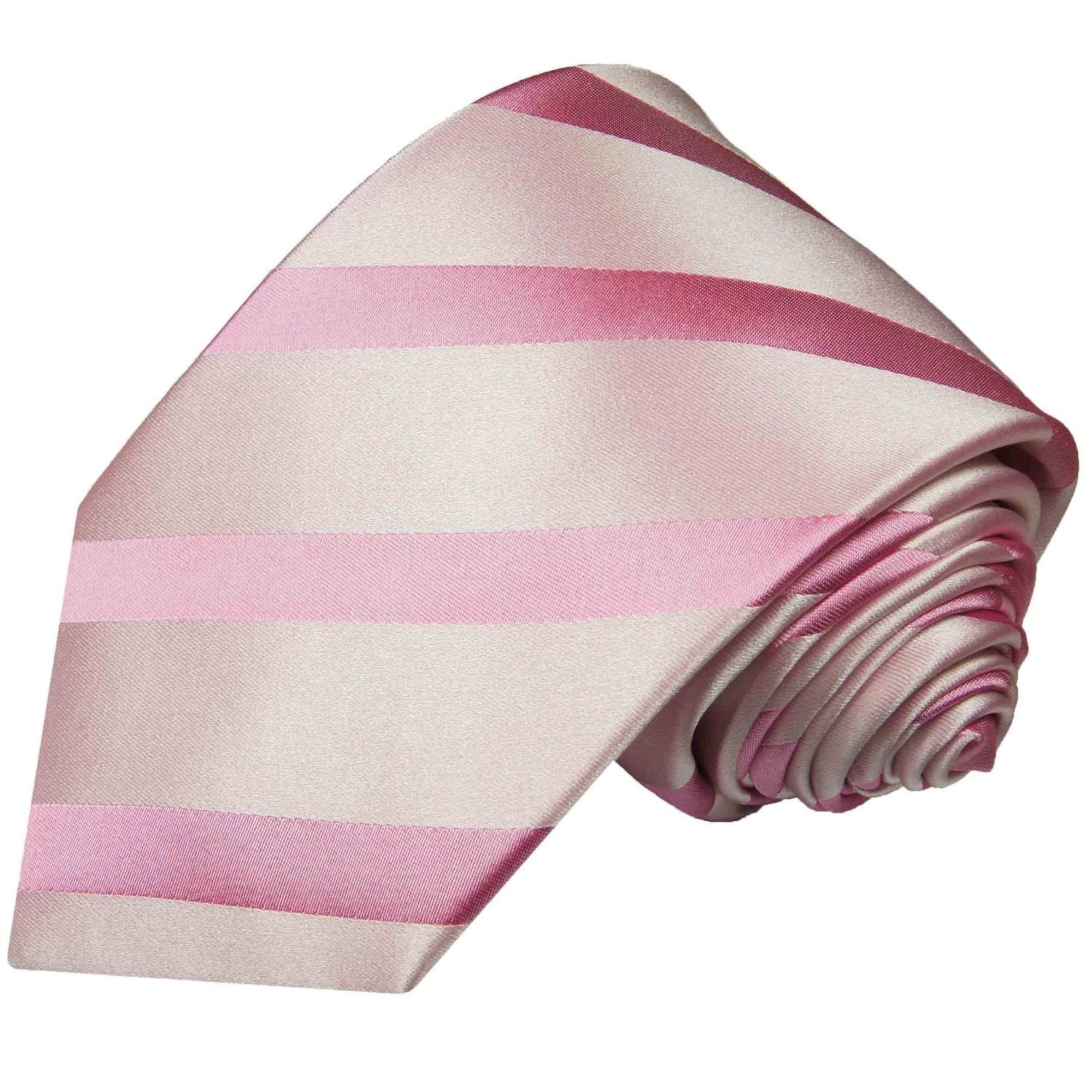 Paul Malone Krawatte moderne Herren Seidenkrawatte gestreift 100% Seide Schmal (6cm), Extra lang (165cm), pink 92