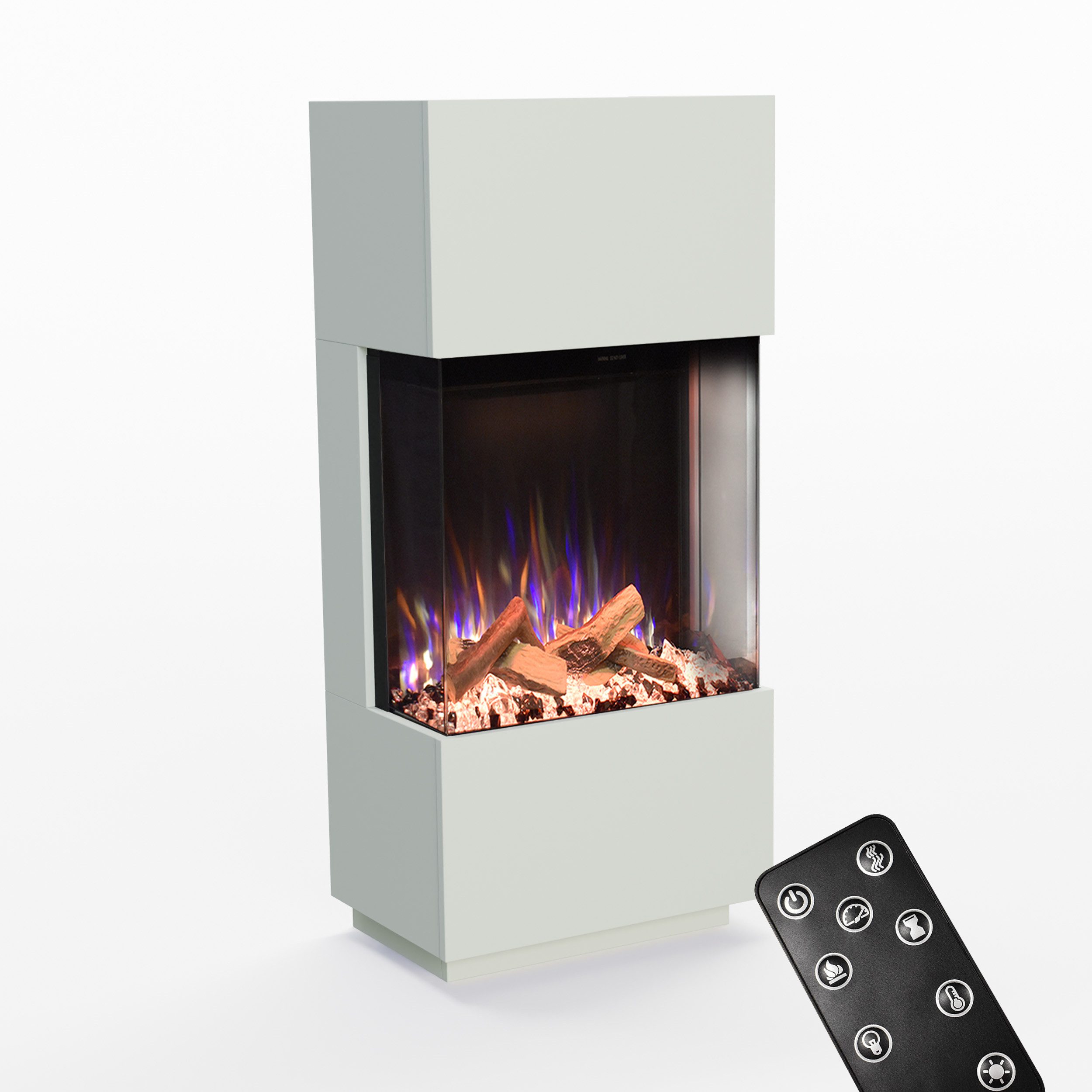 GLOW FIRE Elektrokamin PR11 E-Motion 3D, Multicolor, Elektrischer Kamin, 3D Feuer mit Heizung, täuschend echte Flamme mit Heizung, 3 Dekorationen