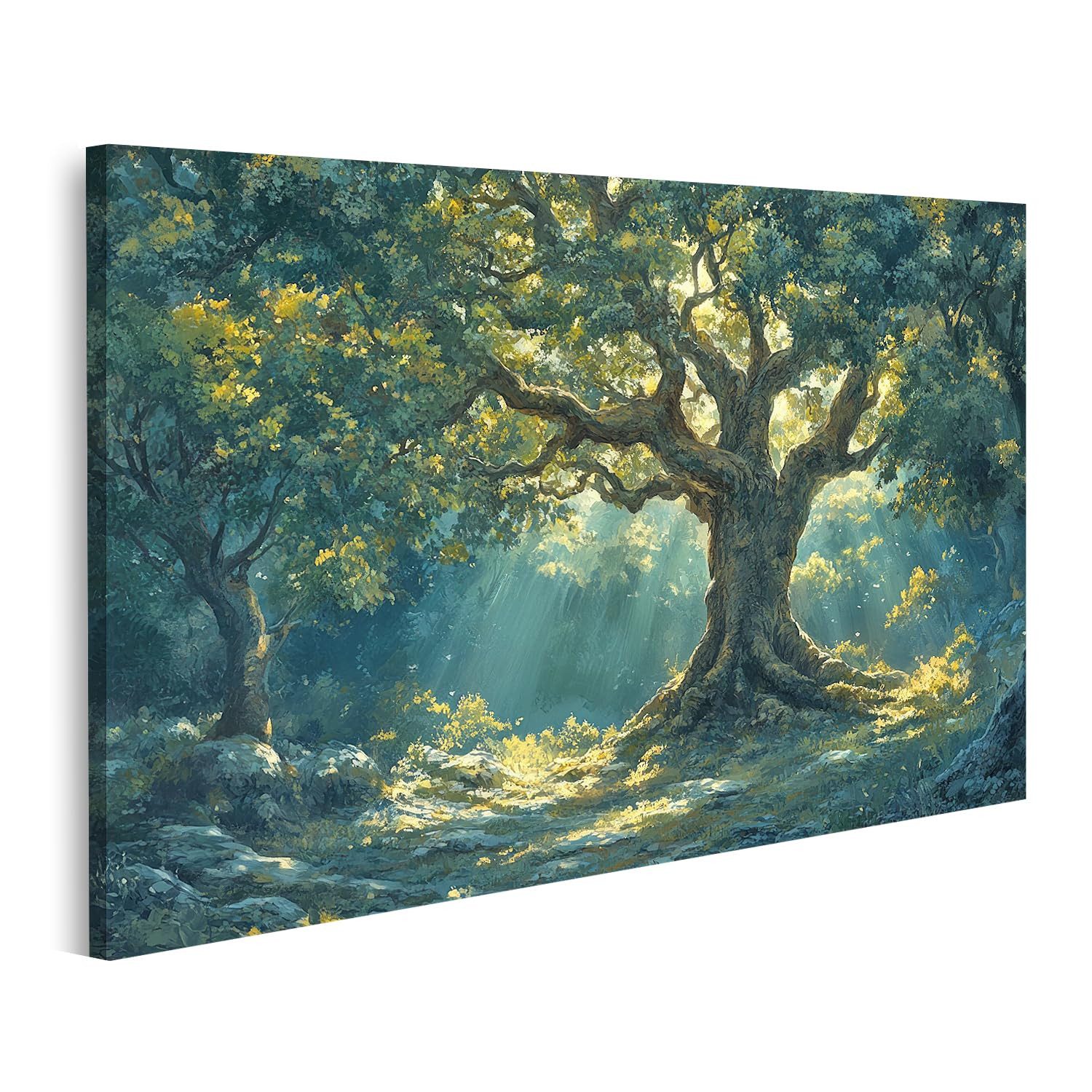 islandburner Leinwandbild Leuchtender Baum im verwunschenen Wald
