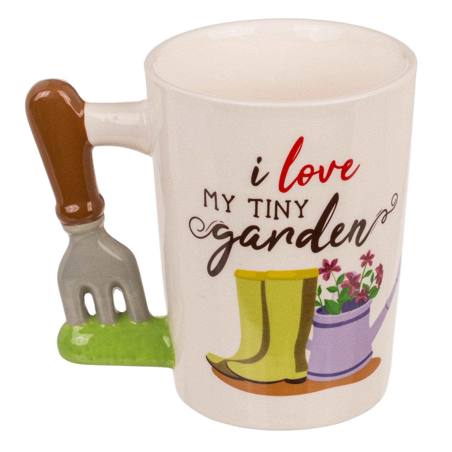 Out of the Blue Tasse I love my tiny garden Gärtner Kaffeebecher mit Gartenhacke als Henkel