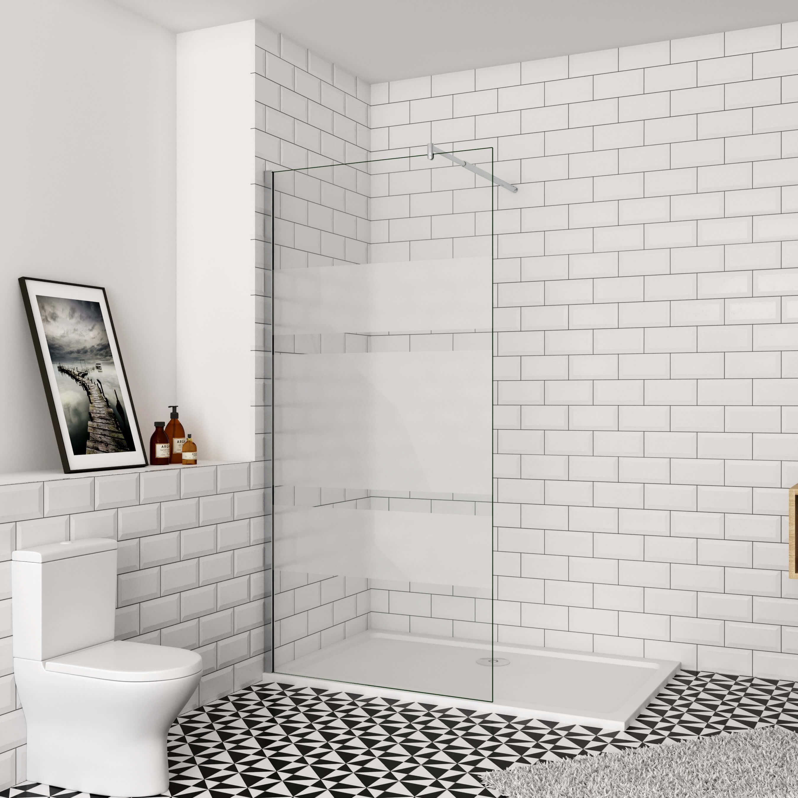 Duschparadies Duschwand 6mm NANO Glas Walkin mit Milchstreifen Glaswand Dus günstig online kaufen