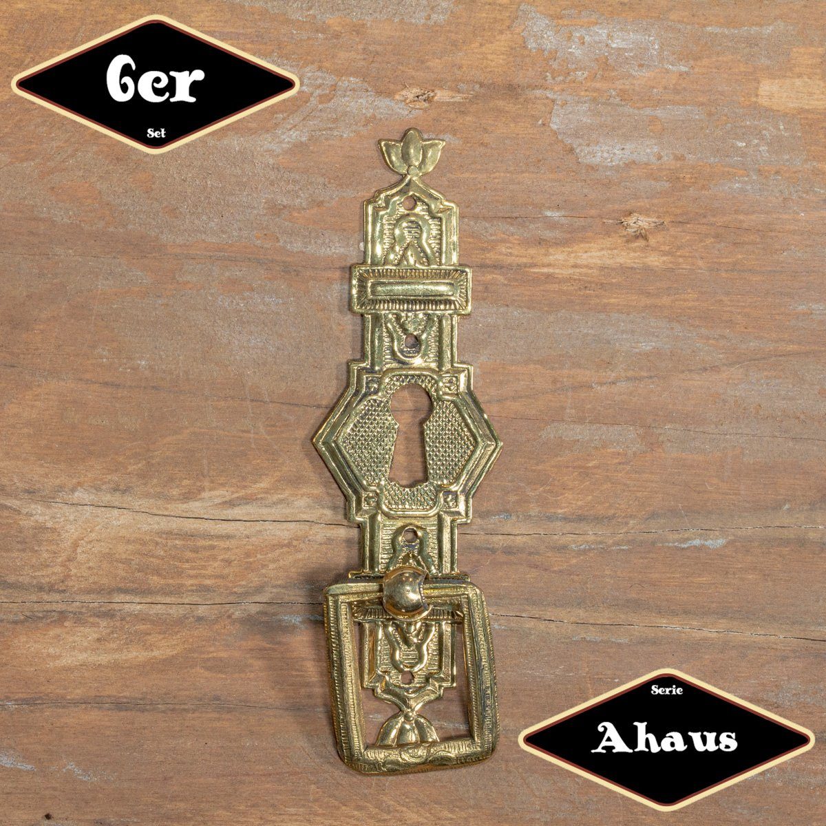 Möbelbeschlag Schubladengriff,Serie"Ahaus",6er Pack, Eisen in Messing