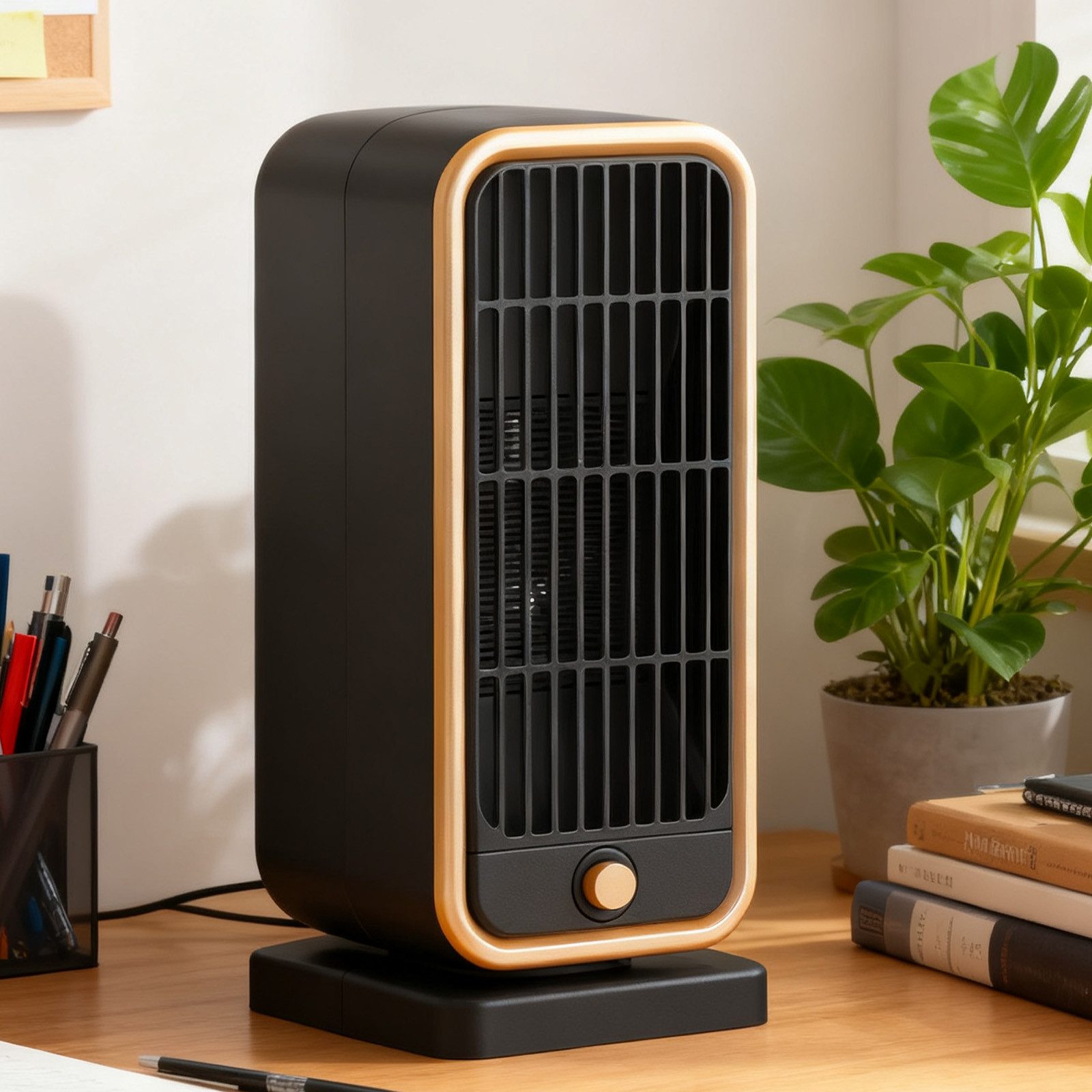 MODFU Heizlüfter Elektrischer PTC-Keramik-Heizlüfter Warmluftgebläse, 500 W, 3 Heizstufen mit einfachem Drehknopf Überhitzungs- und Kippschutz