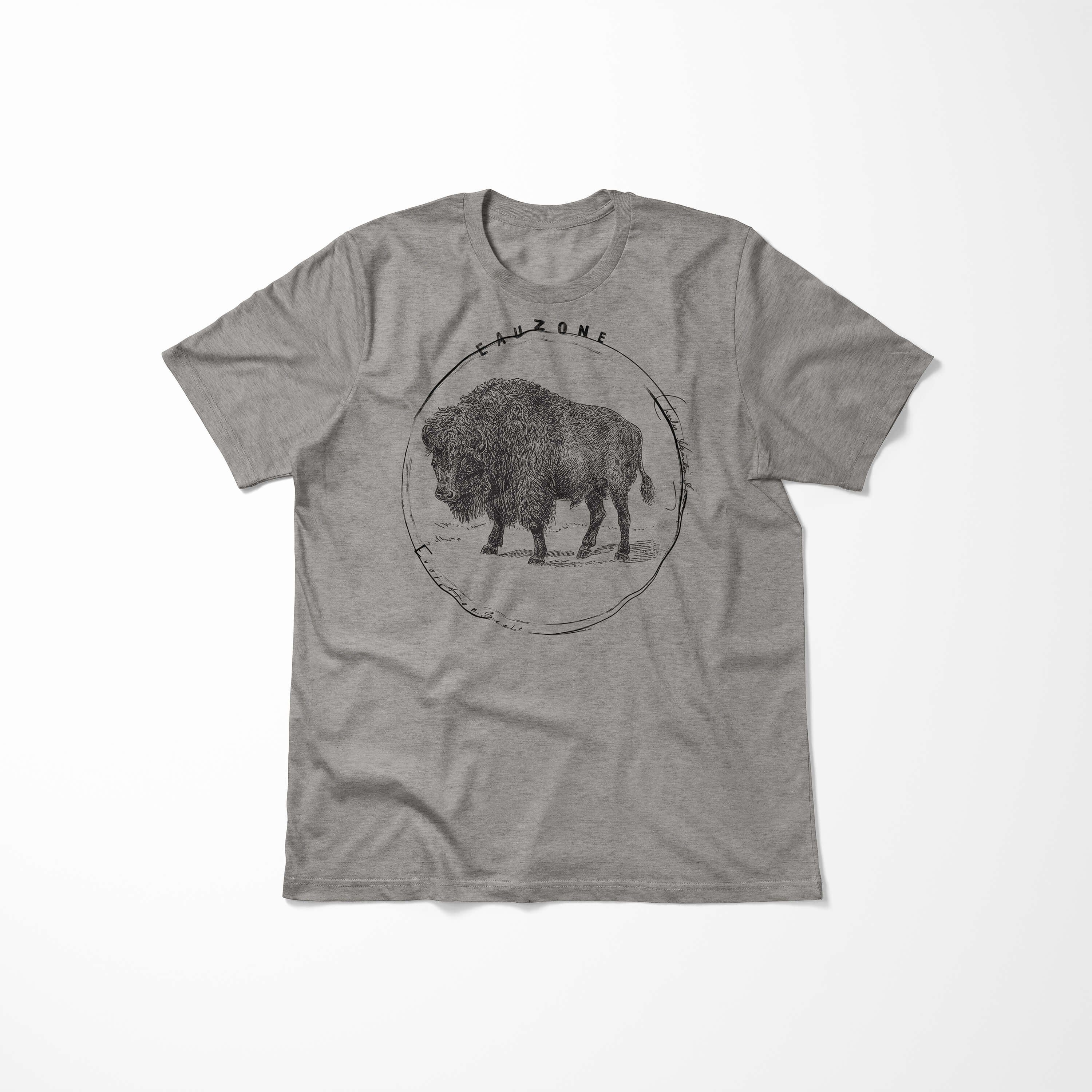 Herren Bison Sinus Evolution T-Shirt T-Shirt Ash Art