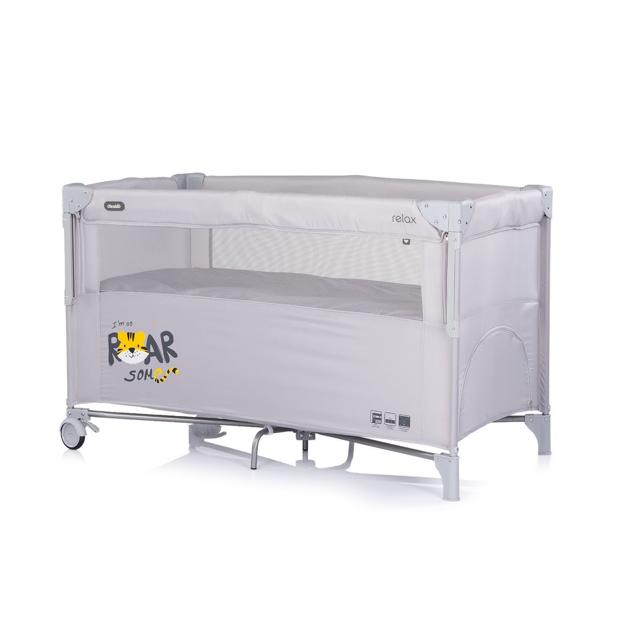Chipolino Baby-Reisebett Relax, 2 Ebenen, als Beistellbett nutzbar, Seiteneingang, Faltmatratze – Bild 2 von 5