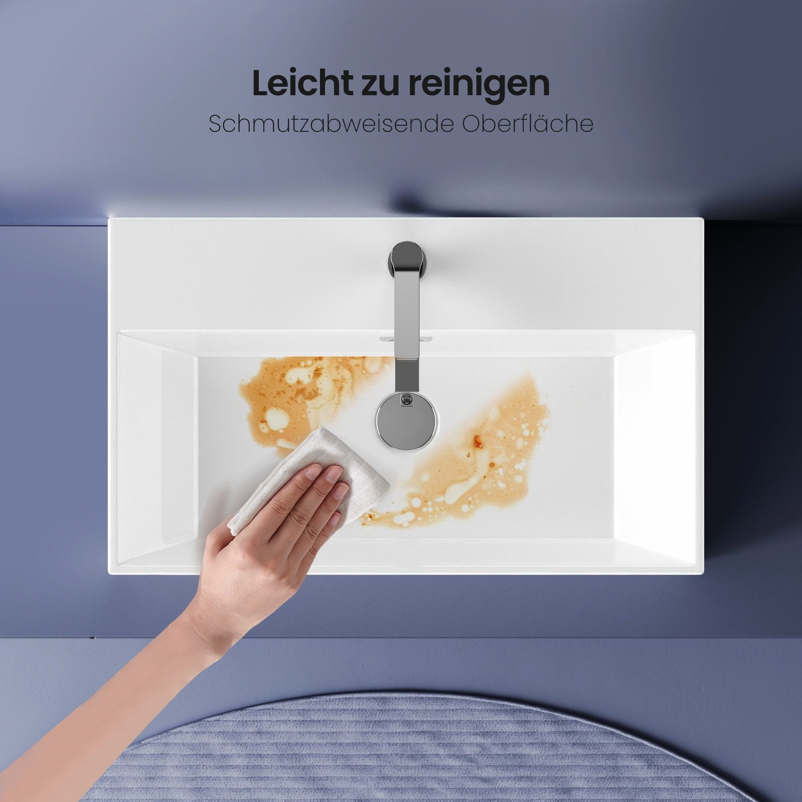EMKE Waschbecken Aufsatzwaschbecken Handwaschbecken Wandmontage Waschtisch 60*36 cm