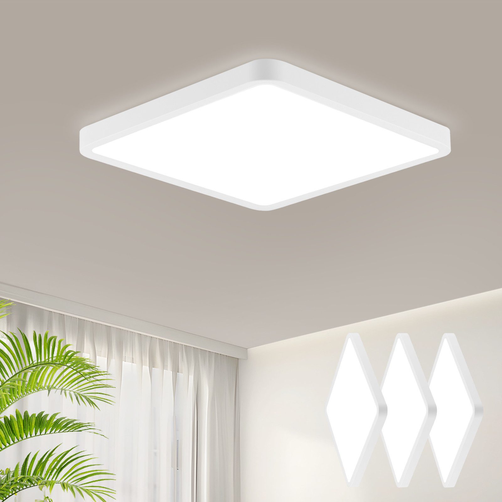 Nettlife LED Deckenleuchte Badezimmer Eckig Flach günstig online kaufen