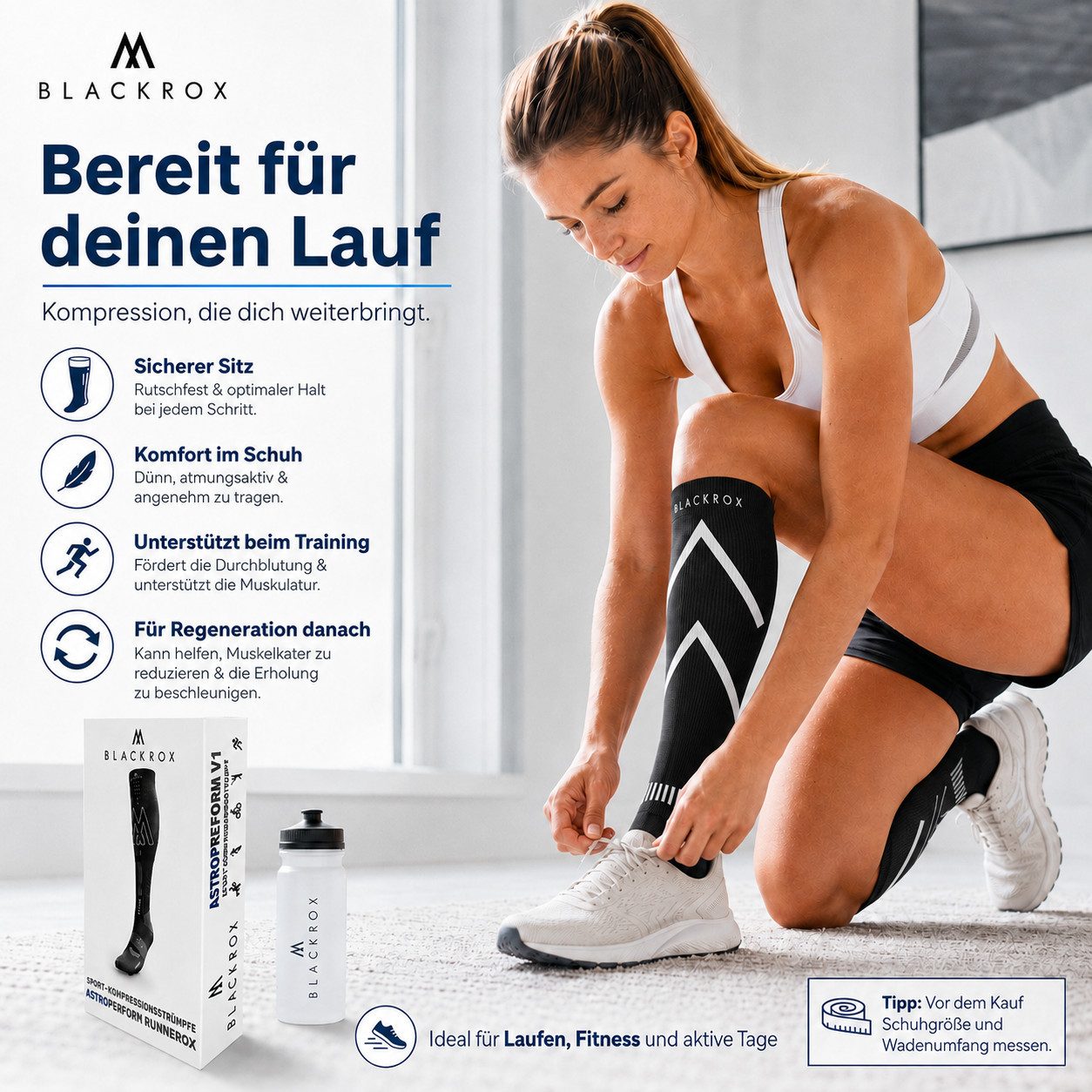 BLACKROX Kompressionsstrümpfe [Vergleichssieger 2026] Astropreform V1, Gr. S-XXL, Damen und Herren – Bild 4 von 5