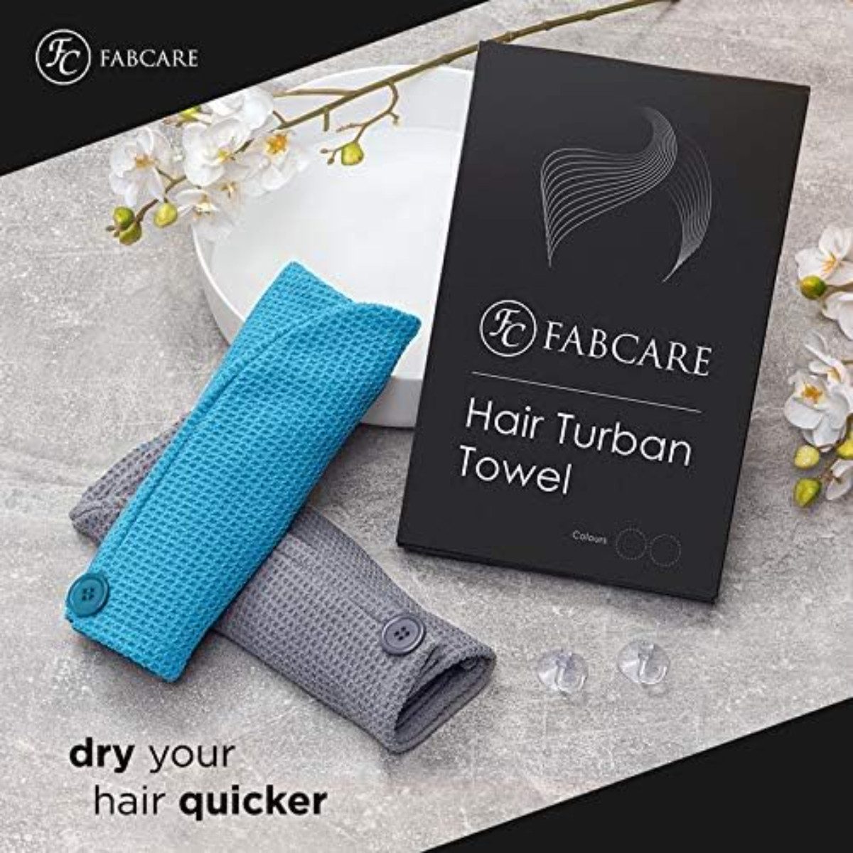 FABCARE Turban-Handtuch Haar Turban Mikrofaser 2er Set in Grau und Blau, (2 günstig online kaufen