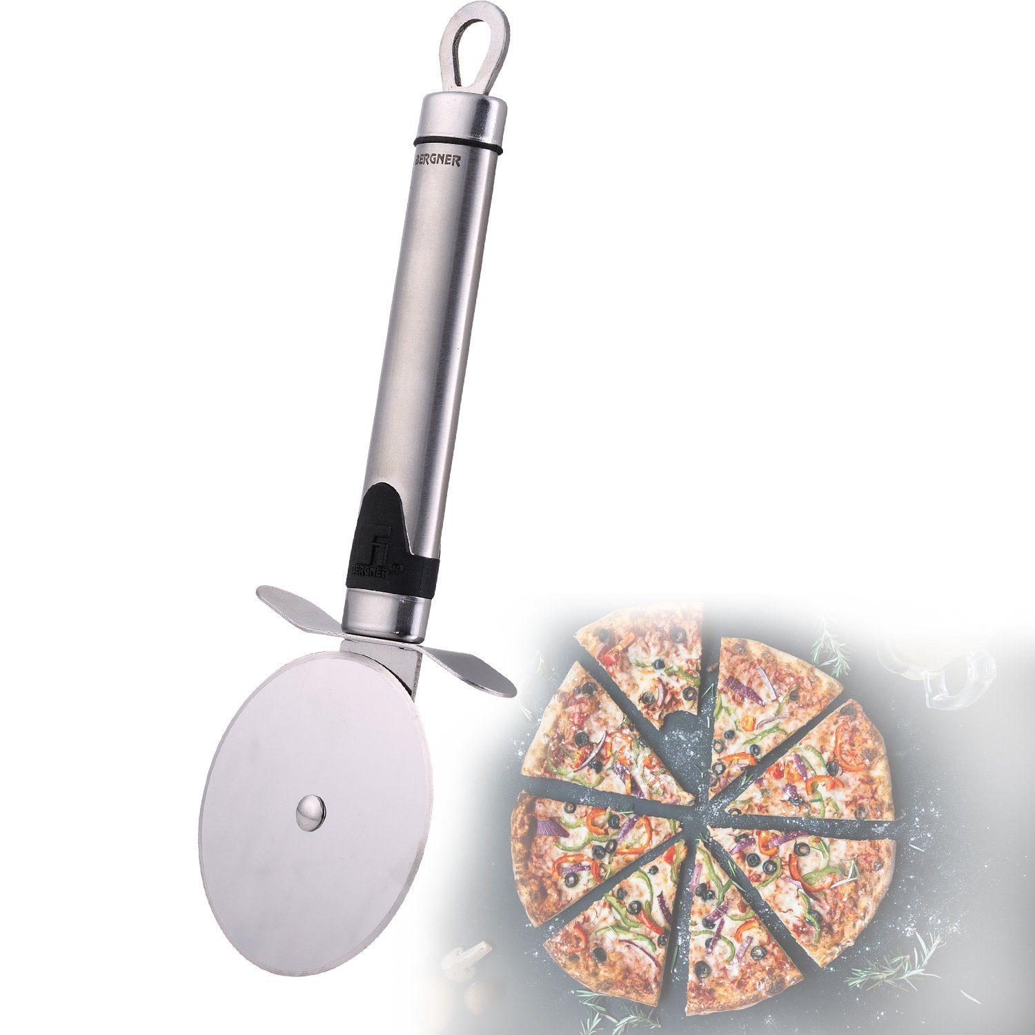 Kochbesteck-Set BERGNER Edelstahl Pizzaschneider Pizza-Messer Pizzaroller BG-3228