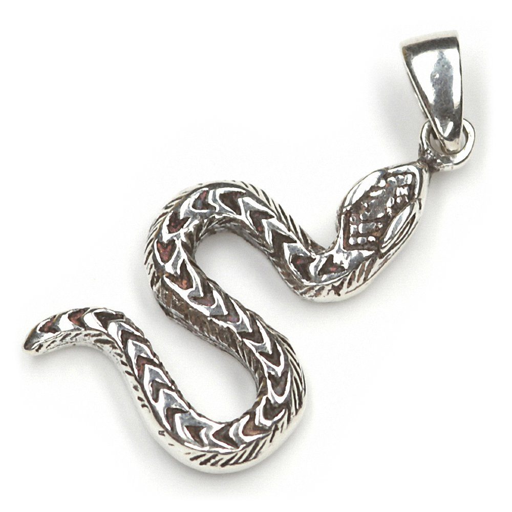 Kettenanhänger Kettenanhänger Schlange 925 Silber Oxidiert 2,9cm