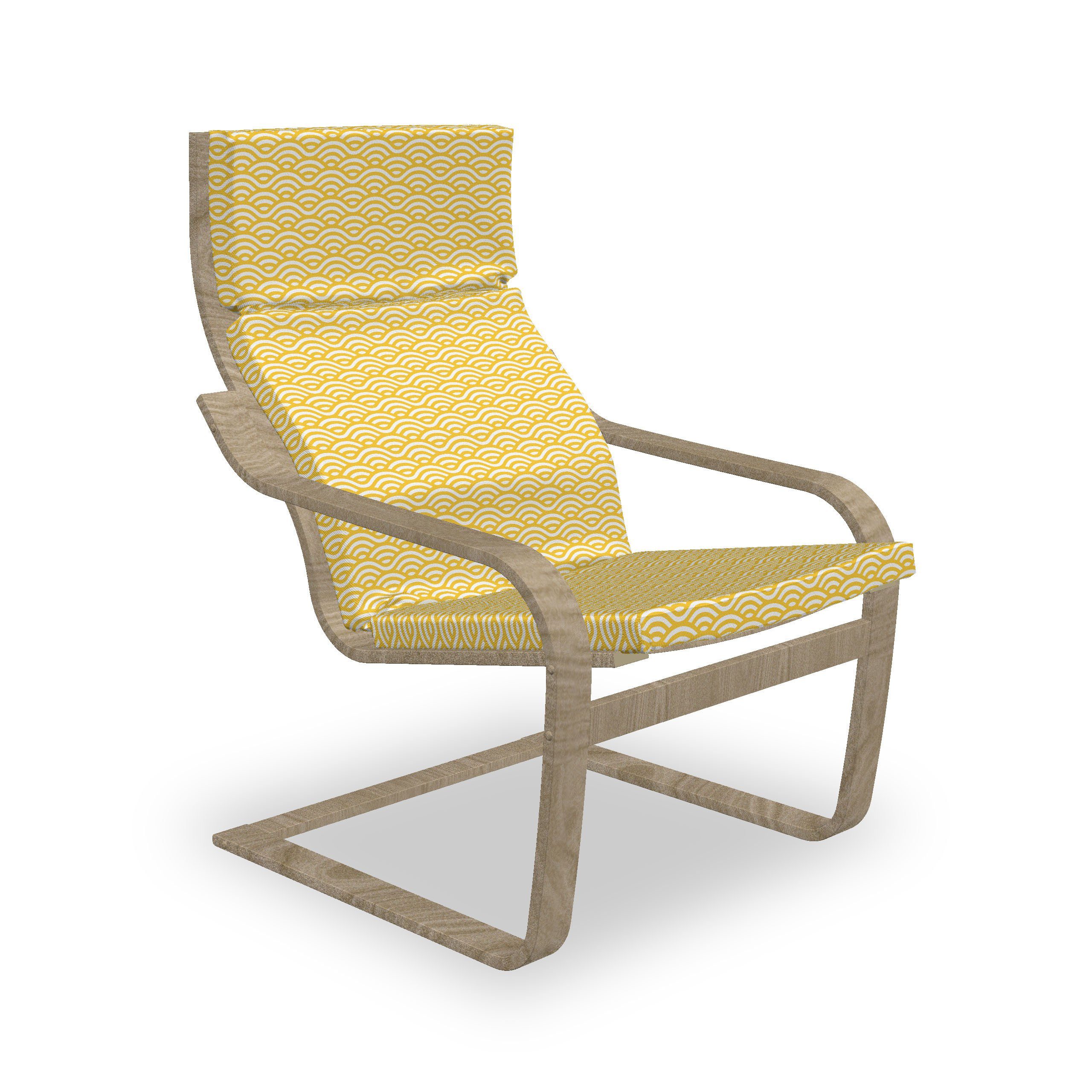 Reißverschluss, Stuhlkissen Ornament mit mit Sitzkissen Stuhlkissen Hakenschlaufe Abakuhaus Stil Gelb und