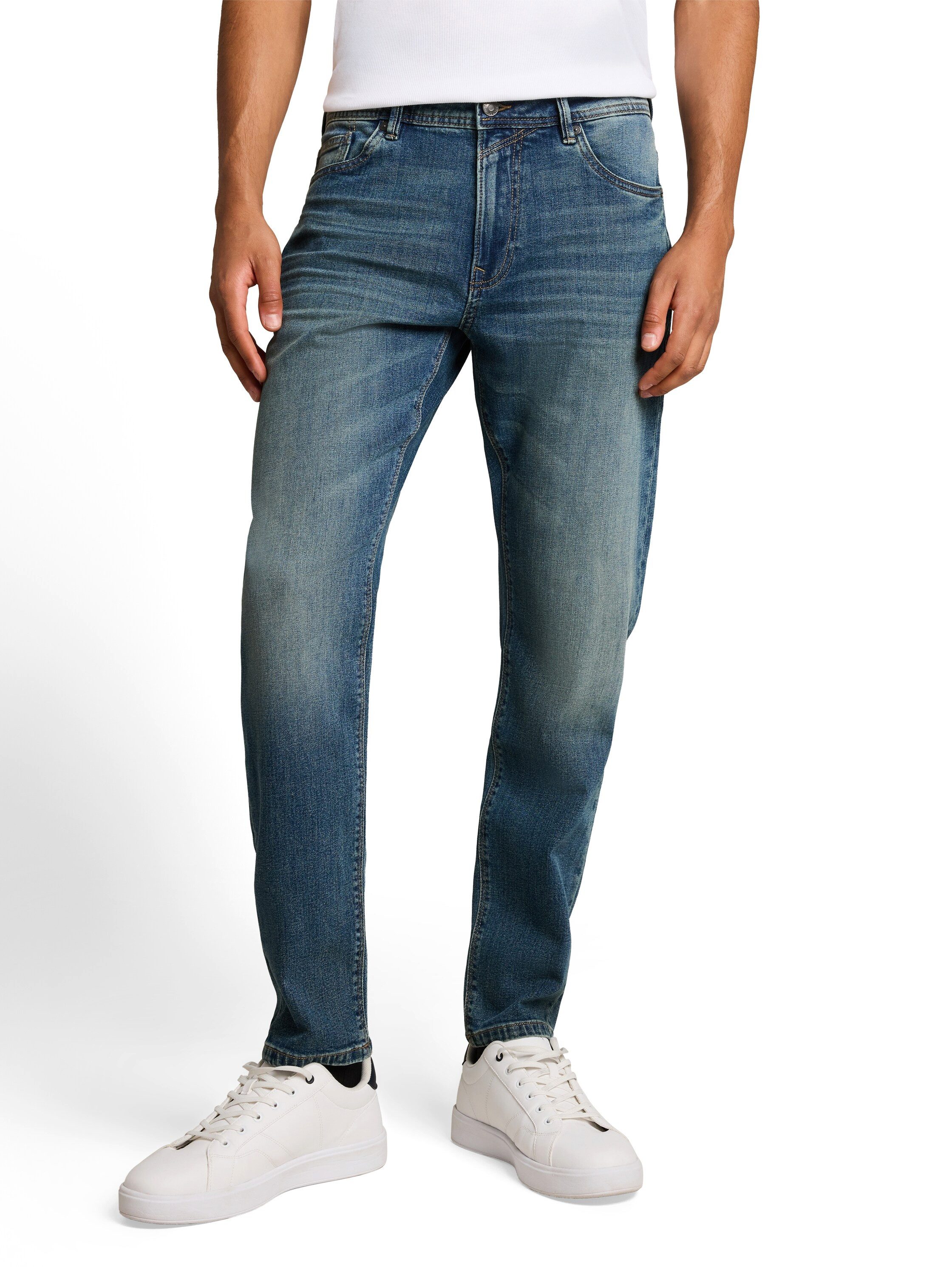 TOM TAILOR Denim Bequeme Jeans im 5-Pocket-Style / Tapered Legs und mit Stretch