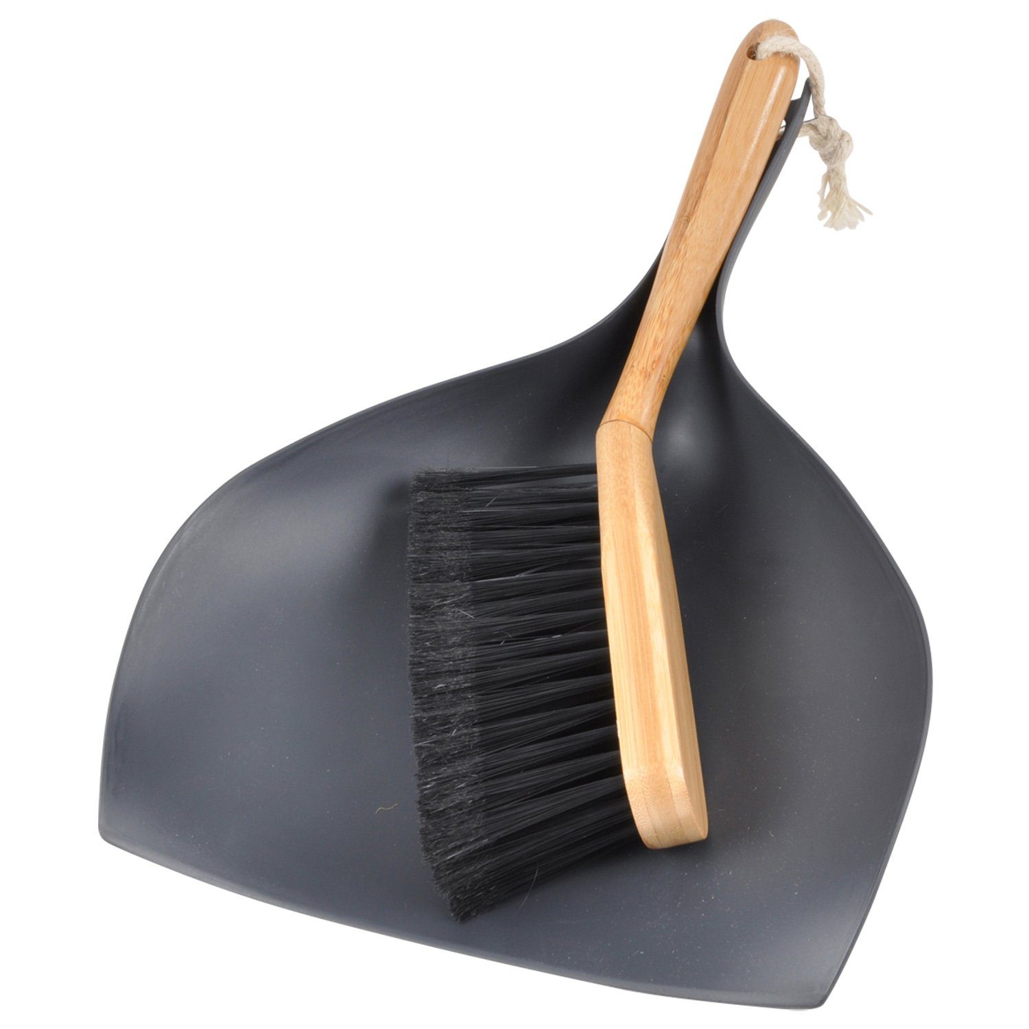 Macosa Home Kehrgarnitur recycelter Kunstoff Kehrgarnitur Kehrschaufel-Set Handfeger Handbesen, (Handefeger Set mit Kehrschaufel), Kehrset Schwarz modern Handfeger & Schaufel Kehrwisch
