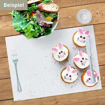 Platzset, Tischset Frühling, Ostern & Blumen - Ostermotiv mit Cupcakes, Tischsetmacher, (aus Naturpapier in Aufbewahrungsmappe, 12-St., 44 x 32 / grau-weiß), Made in Germany