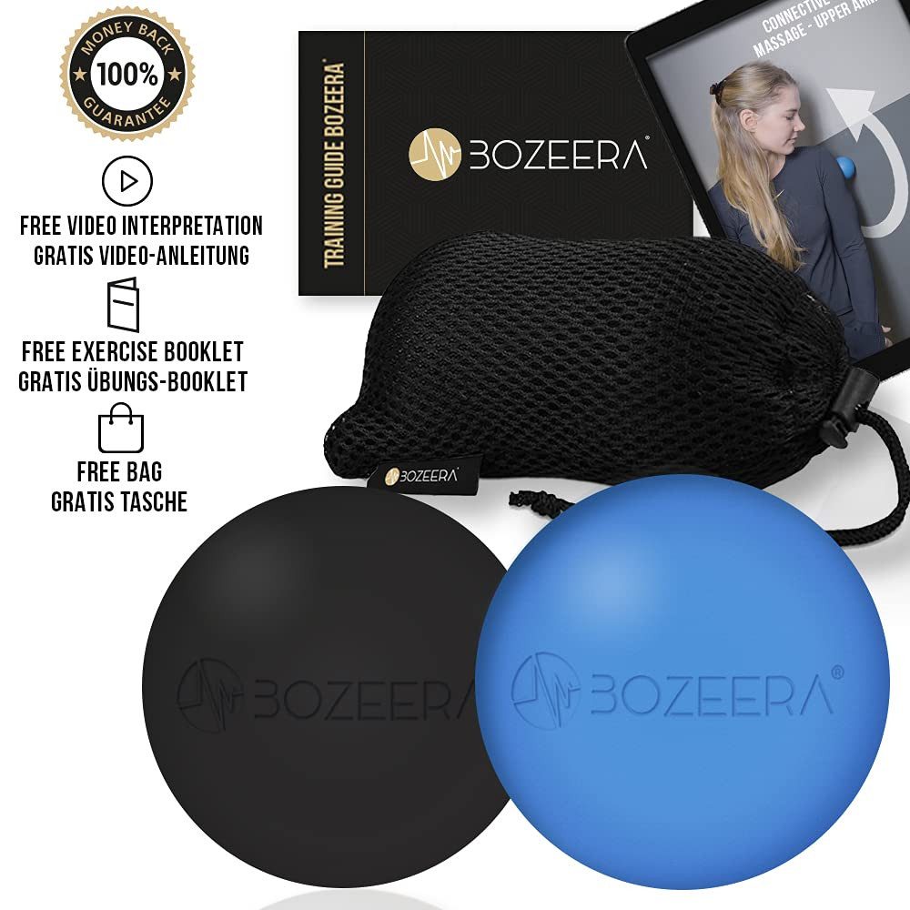 BOZEERA Massageball Lacrosse Massageball Set Triggerpunkt Therapie -2x Lacross Ball 6 cm, Gummi Ball Set – Faszienball Set, Inkl. GRATIS Video-anleitung, Bookle – Bild 2 von 5