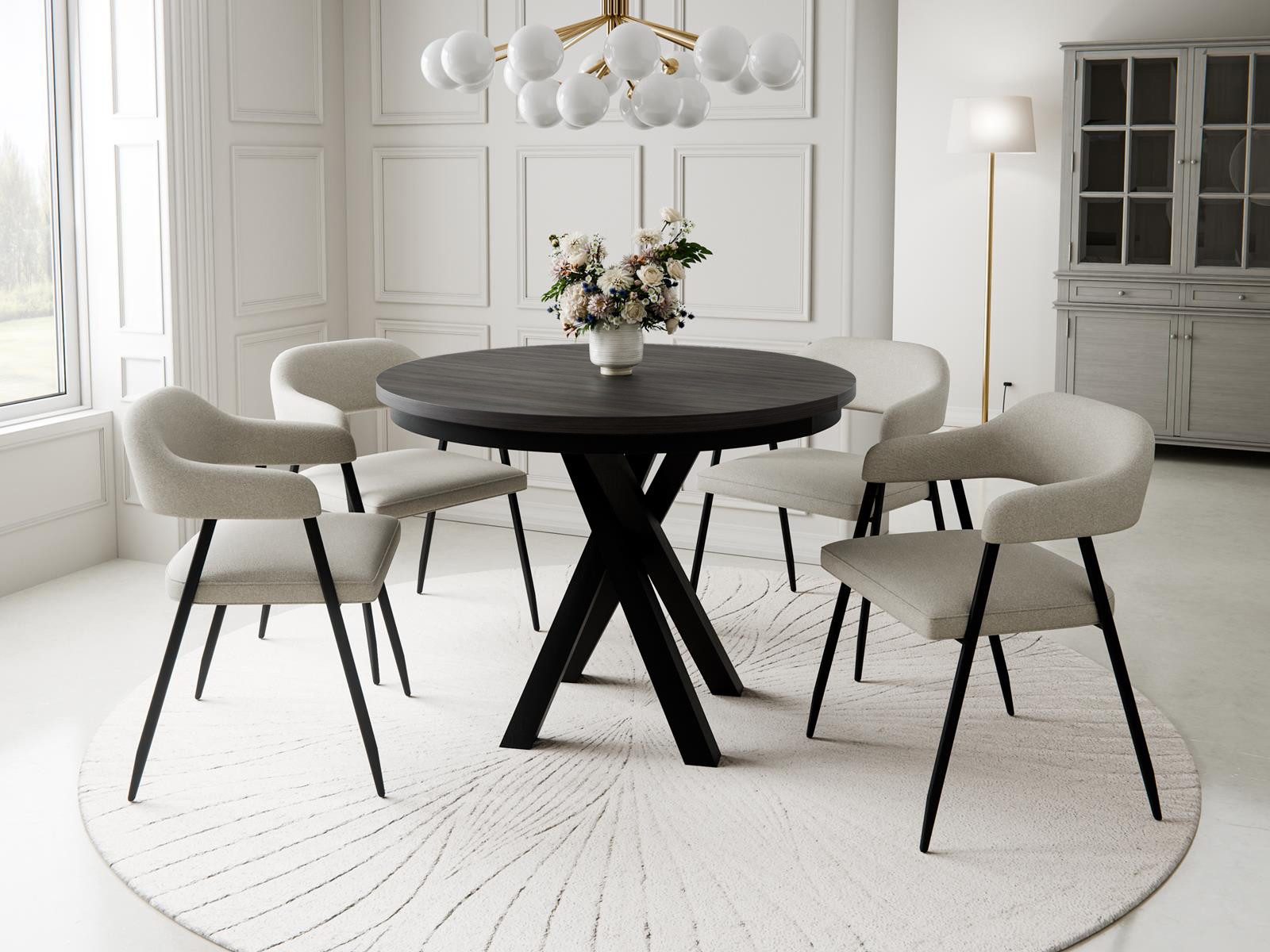 Compleo Esstisch Esszimmer, Modern, Japandi, Industrial - Küchentisch - Runder LOFTO, Esszimmertisch, Kaschmir