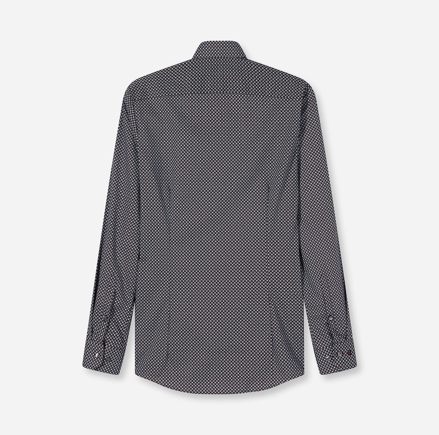 OLYMP Langarmhemd No 6 six super slim, gemustert, Businesshemd, Modern Kentkragen
