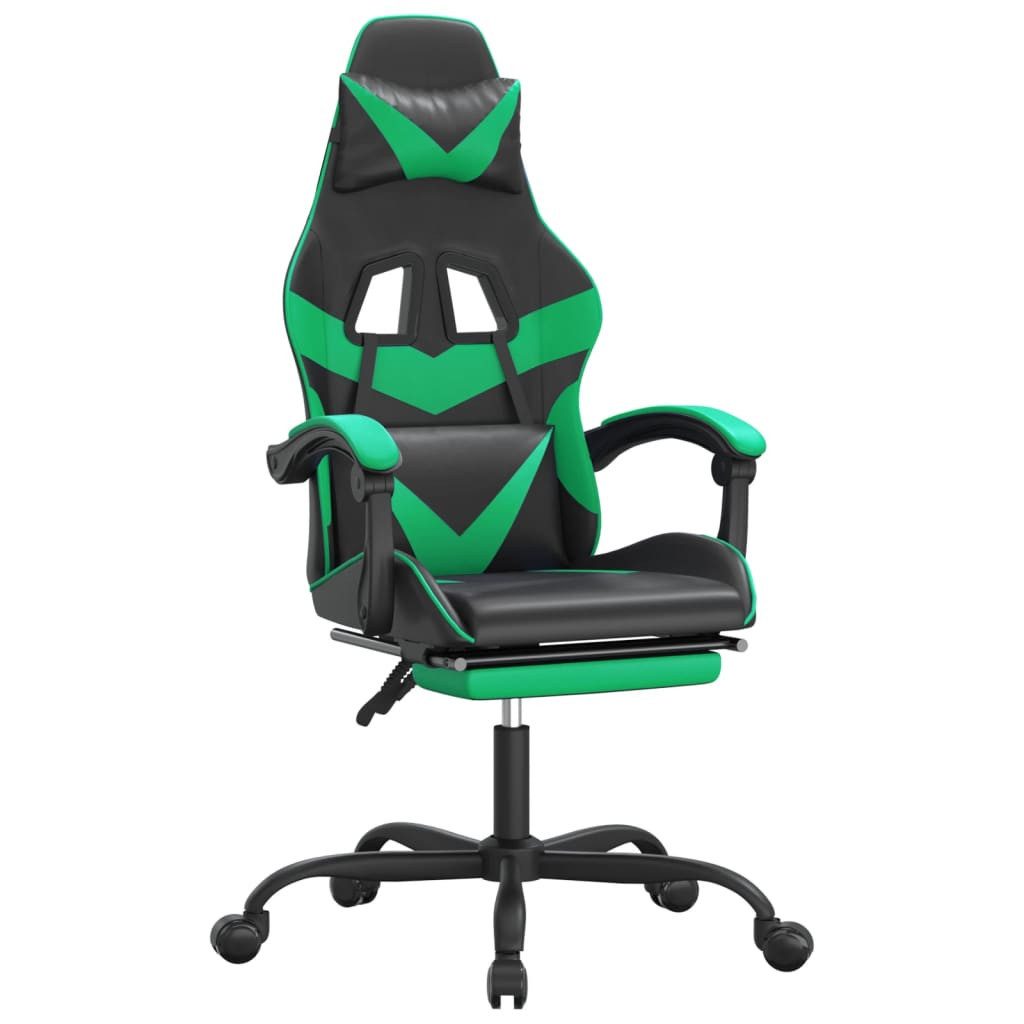 Gaming-Stuhl Gaming-Stuhl mit Fußstütze Schwarz und Grün Kunstleder