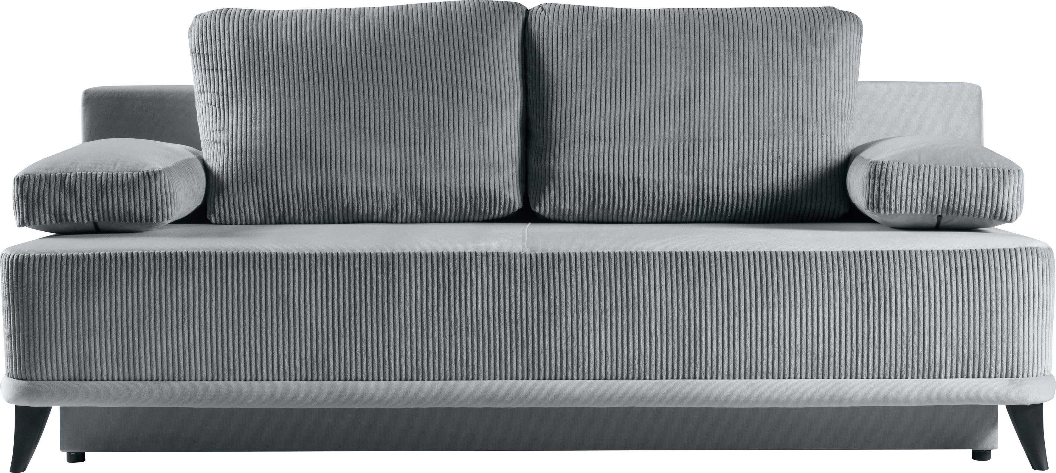 WERK2 Schlafsofa Rosso Breite 202 modern & bequem, Federkern, Bettkasten, Bettfunktion, Cord, Schlaffunktion, Bettkasten