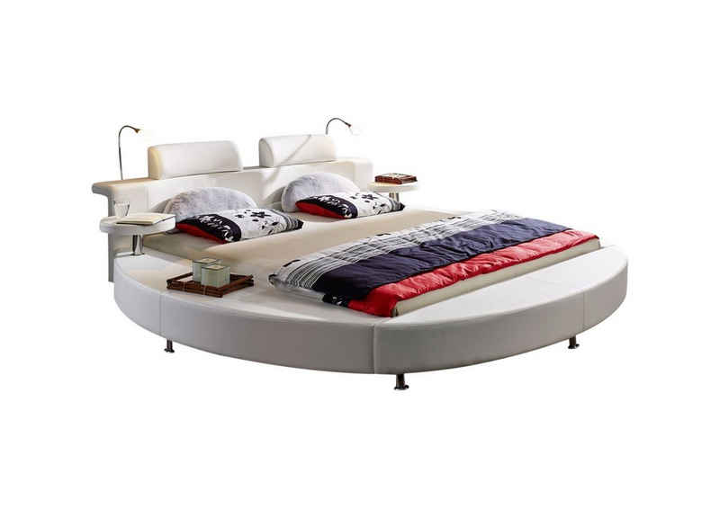 SAM® Rundbett »Classico«, Rundes Doppelbett, gepolstert, mit Rückenlehne, inklusive 2 Leselampen und enthaltene Nachttischablagen