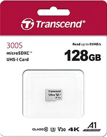 Transcend 300S microSDXC 128GB Speicherkarte (128 GB, Class 10, 100 MB/s Lesegeschwindigkeit)