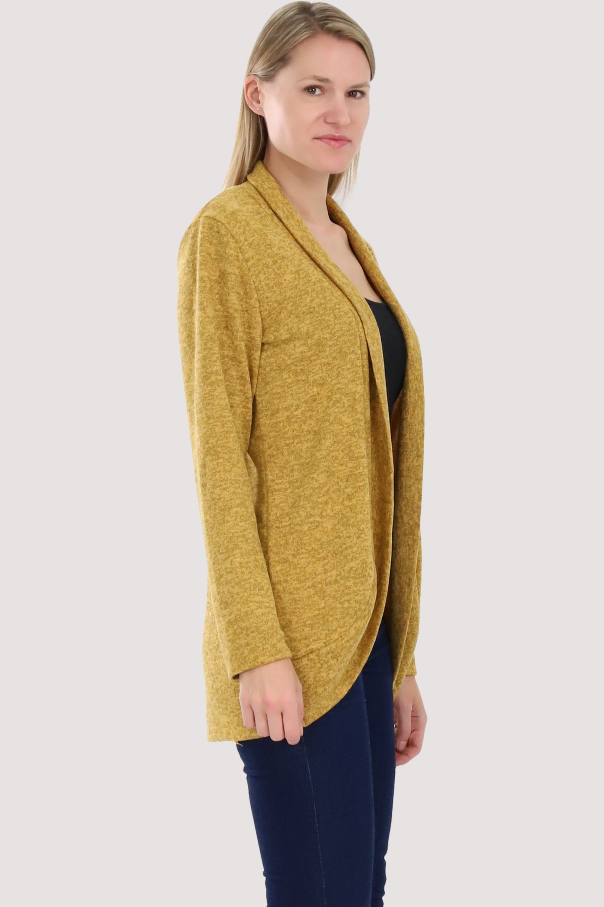 malito more than fashion Cardigan malito Damen Strickjacke lang, Cardigan im eleganten Design, angesag Strickjacke in Melange Optik Einheitsgröße