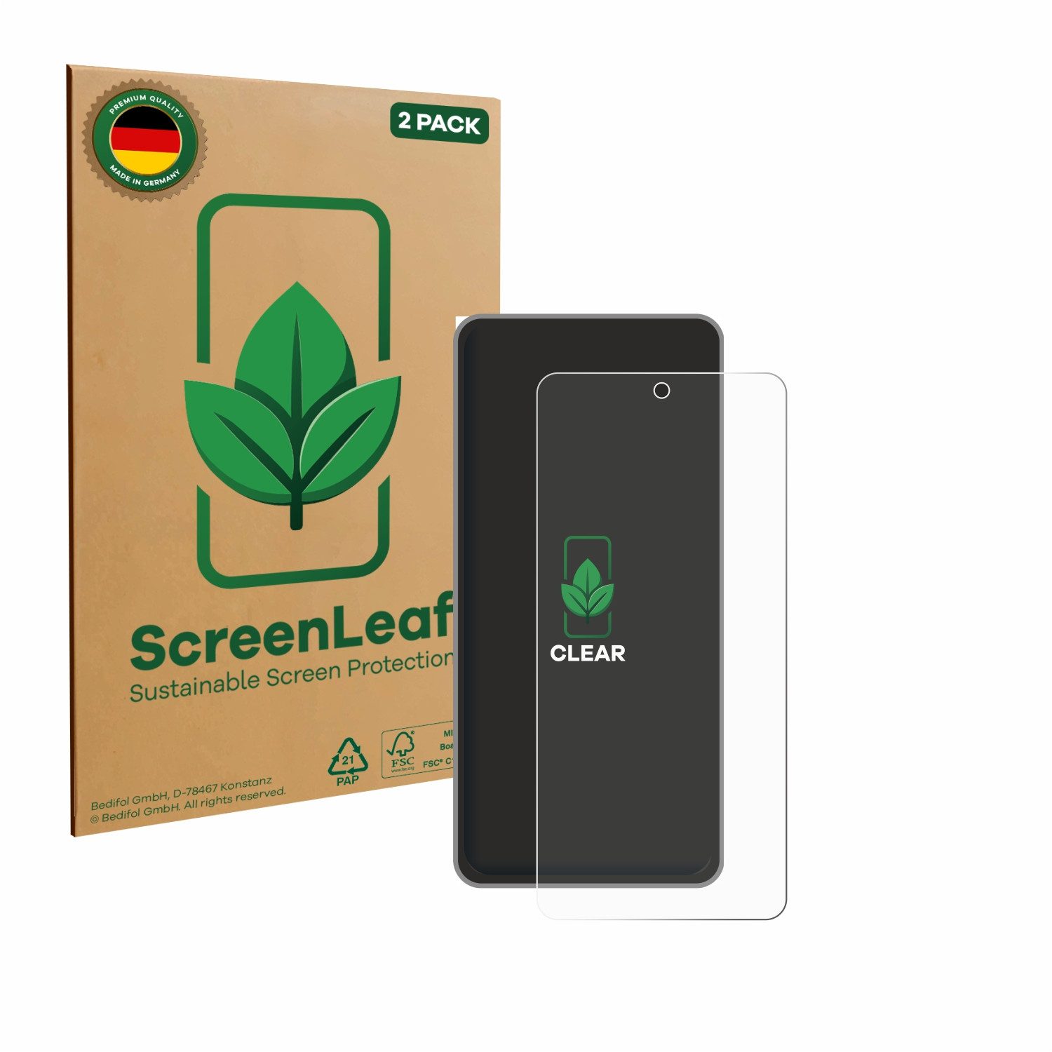 ScreenLeaf Displayschutzfolie Schutzfolie für realme GT 7T, 2 Stück, Displayschutz Schutz Folie Klar Transparent