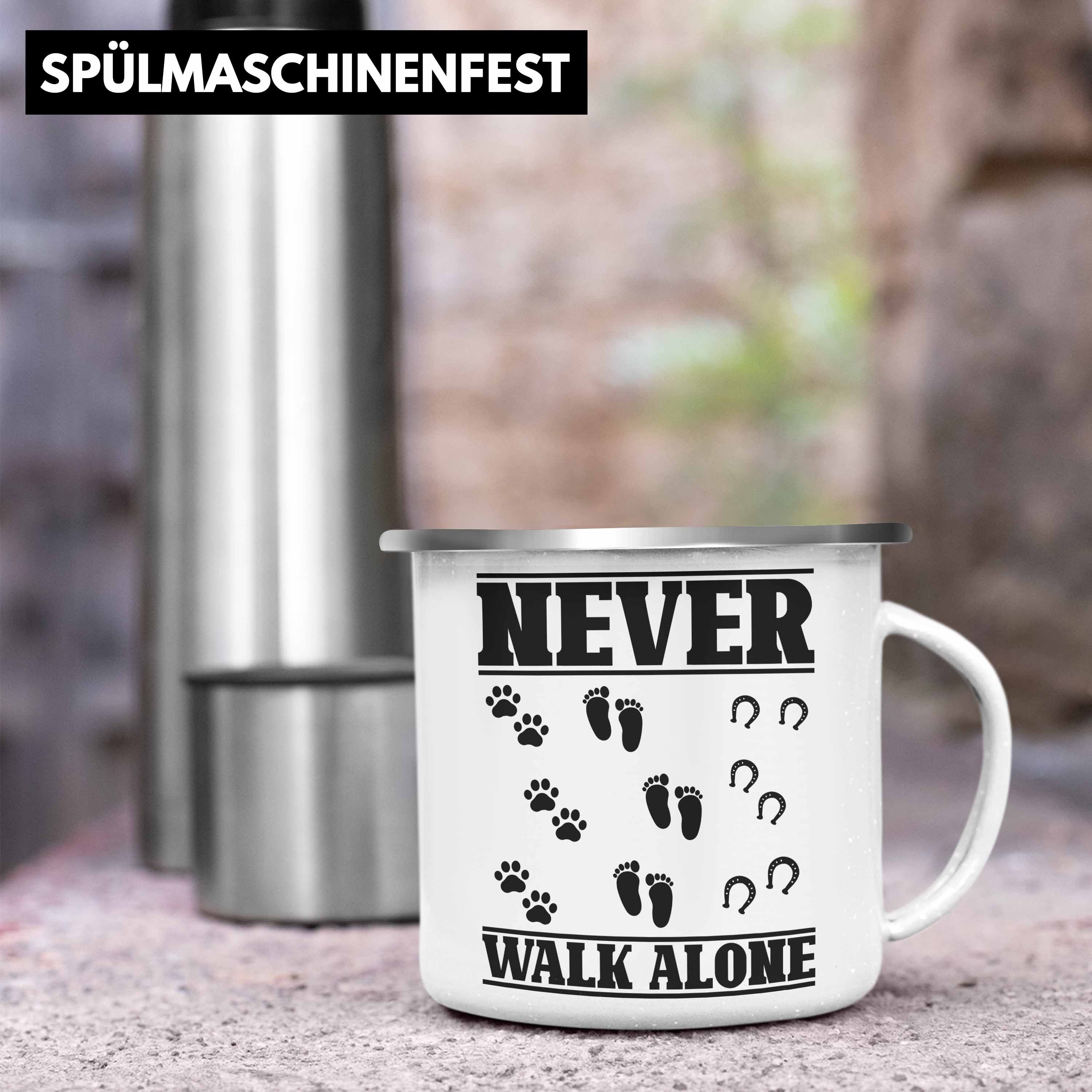 Pferde Never Hund Mädchen Reiter Pferd Thermotasse Trendation Reiterin Alone Trendation Walk Geschenk Silber Tasse Geschenk - Emaille