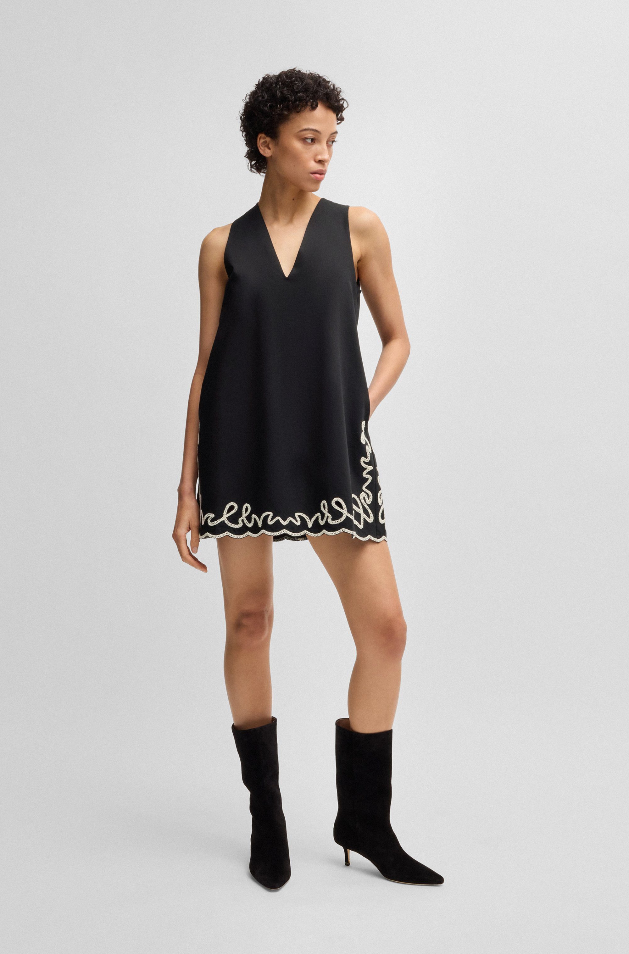 BOSS ORANGE Blusenkleid Dembrolai Premium Damenmode mit Stickerei