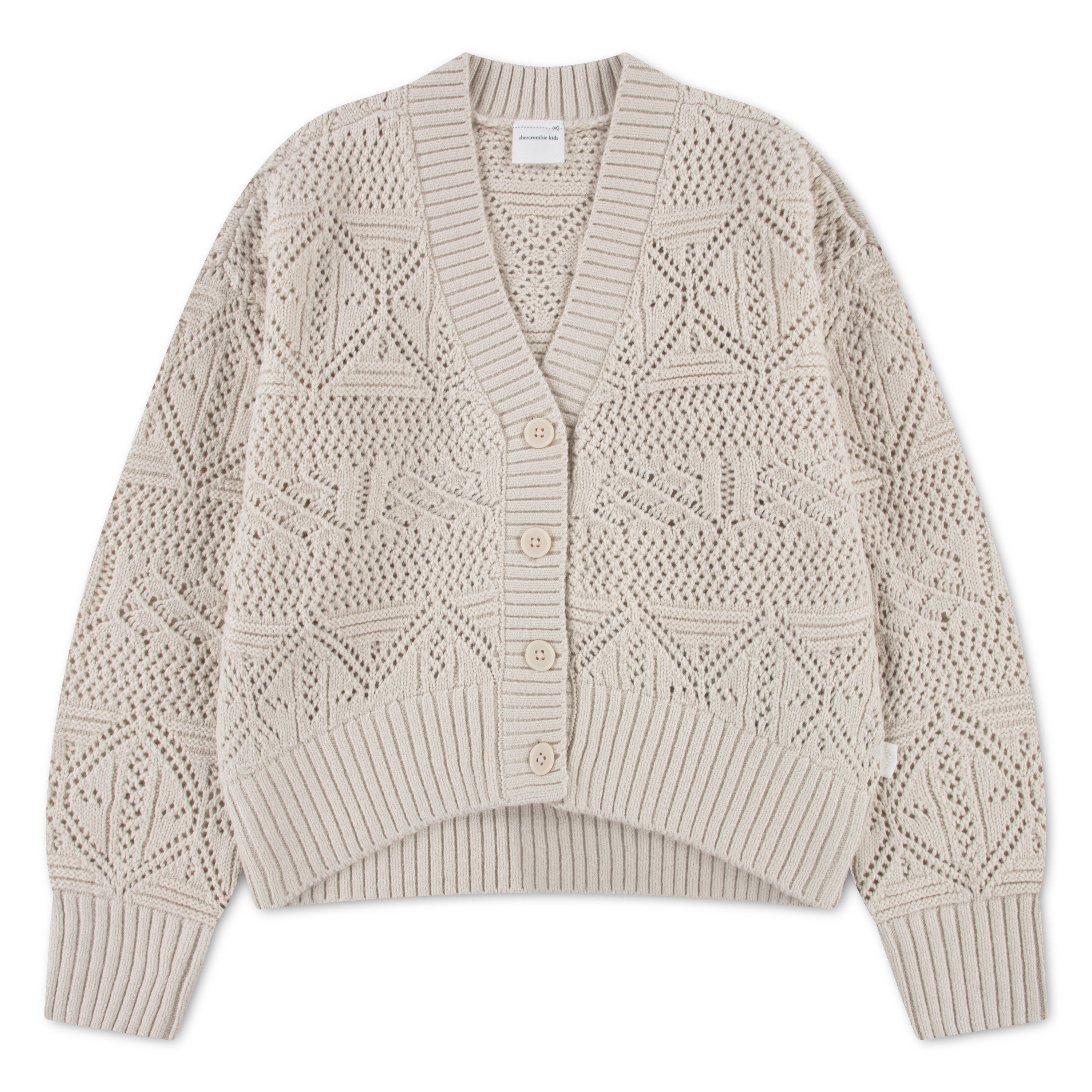Abercrombie Kids Strickjacke AFG TIE FRONT SWEATER SHRUG im Häkel-Look / für Girls mit V-Ausschnitt
