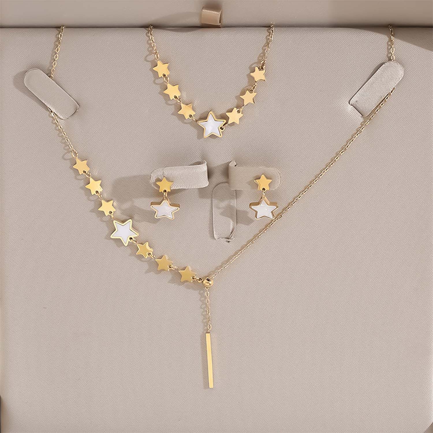 trends for living Schmuckset Damen bestehend aus Halskette, Armband und Ohrringen Set in Sternform