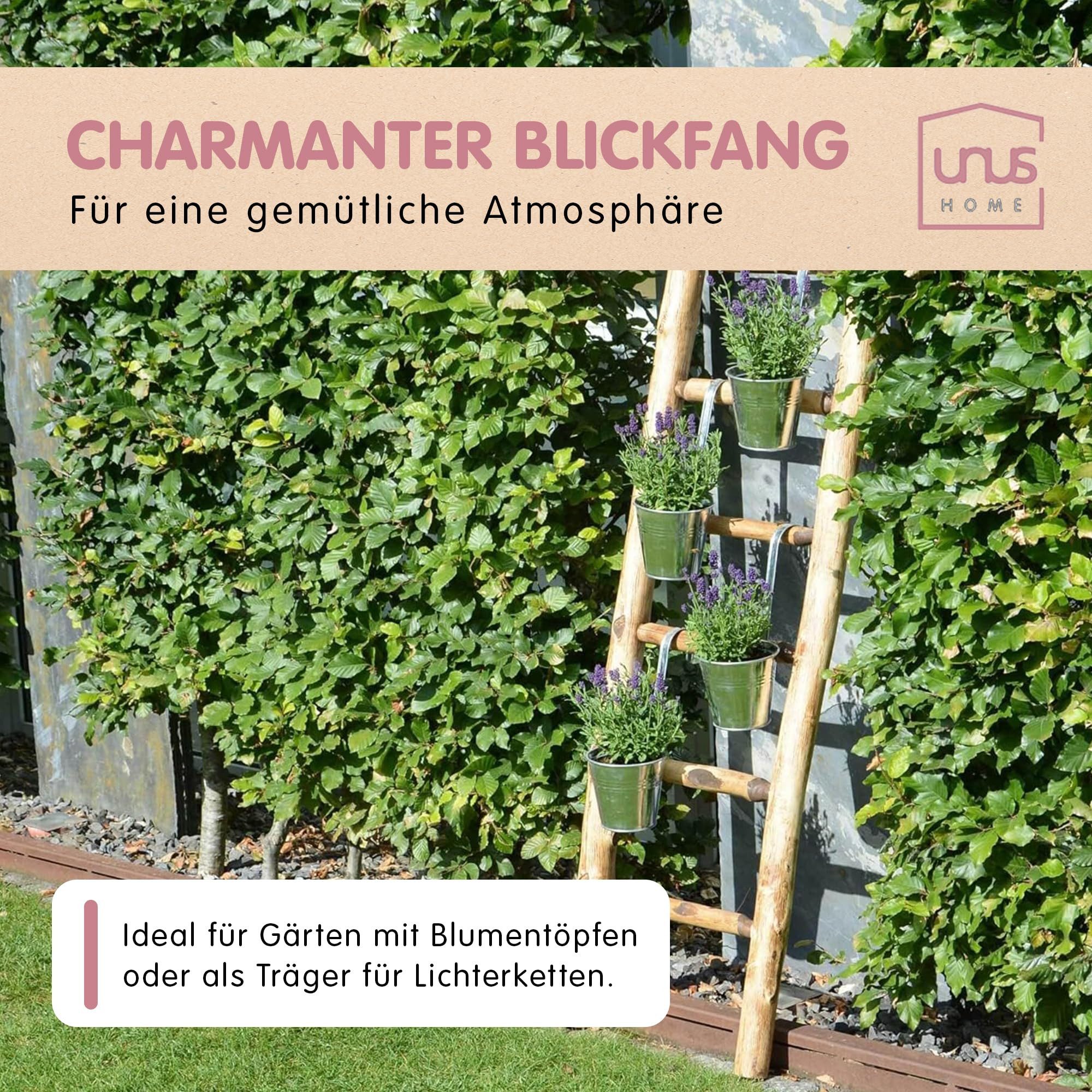 UNUS HOME Regalleiter Deko-Holzleiter (120cm, old look), Dekoleiter, Gartendeko, Pflanzenhalter, Handtuchleiter, Holzleiter
