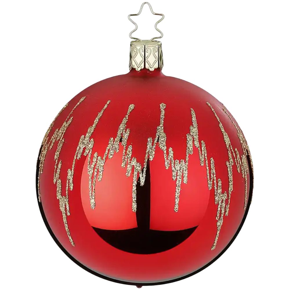 INGE-GLAS® Weihnachtsbaumkugel Christbaumkugel Festtagsfreude rot glänzend Ø 8cm Inge-Glas (1 St), mundgeblasen, handbemalt