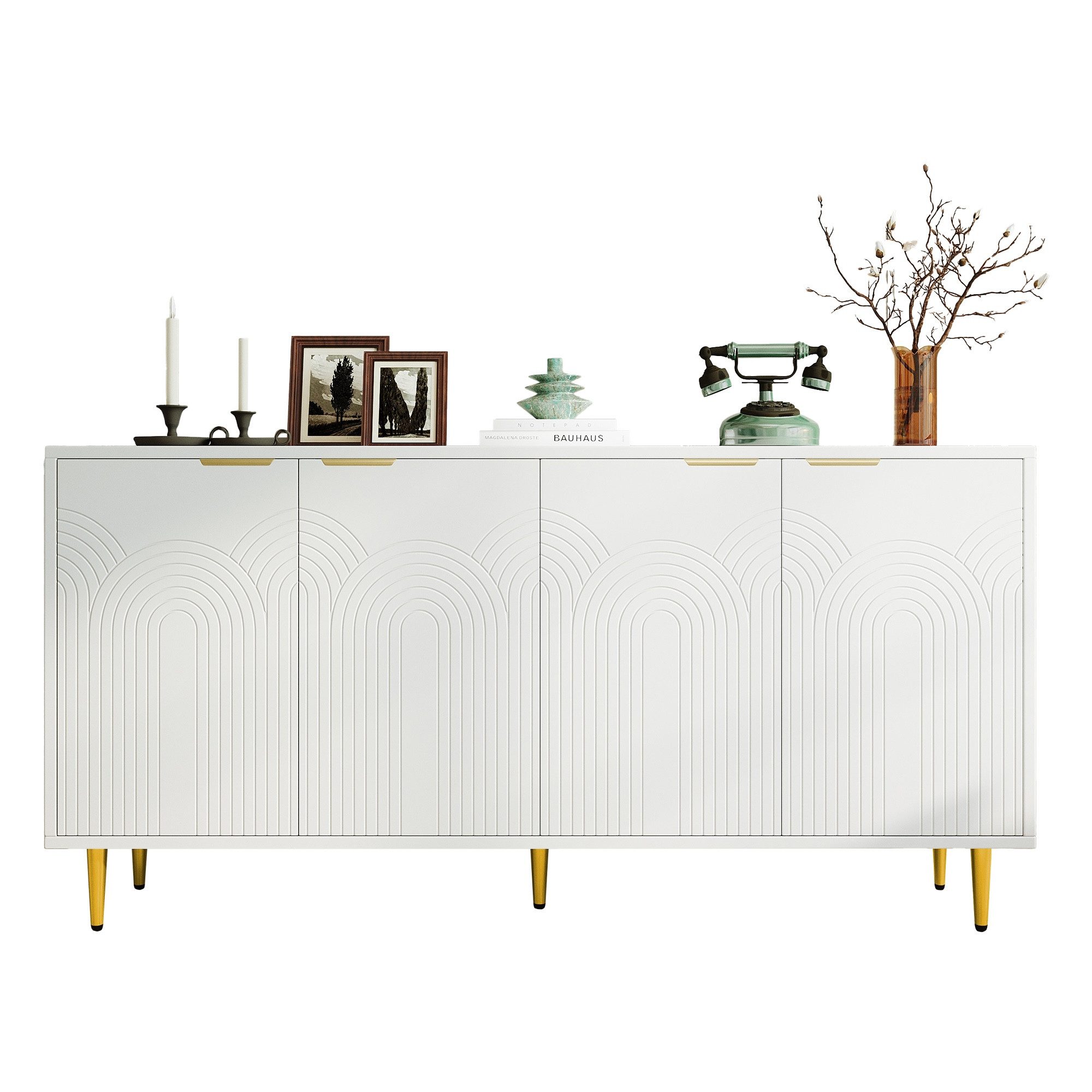 SOFTWEARY Sideboard Breite 160 cm (160/40/80 cm), Wohnzimmerschrank, Mehrzweckschrank, matt