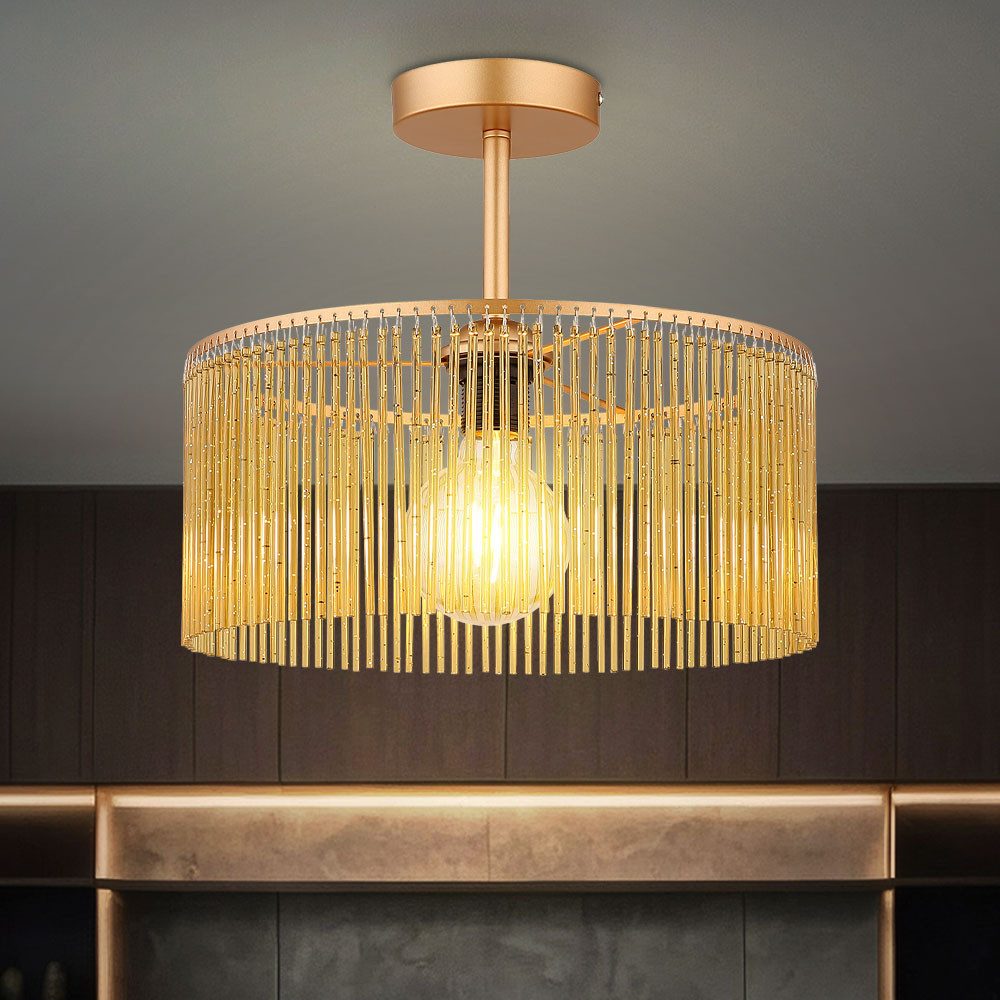 NOWA LED Deckenleuchte, Leuchtmittel inklusive, Warmweiß, Deckenlampe Deckenleuchte Wohnzimmerlampe gold Stäbe amber LED D 35 cm