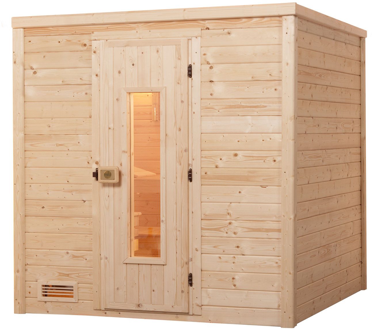 weka Sauna Massivholzsauna BERGEN 1, BxTxH: 195,5 x 145 x 205 cm, 45 mm, Blockbohlen, isolierte Hoztür