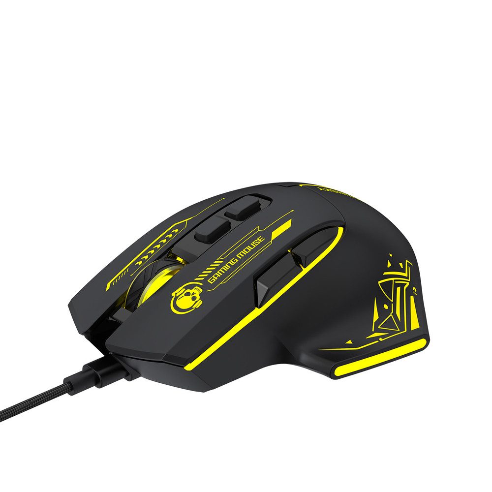 Wozinsky Computermaus Ergonomiemaus Spielermaus Gaming-Maus (kabelgebunden, 7200 dpi, 7 Tasten, Beleuchtung, Textilkabel)