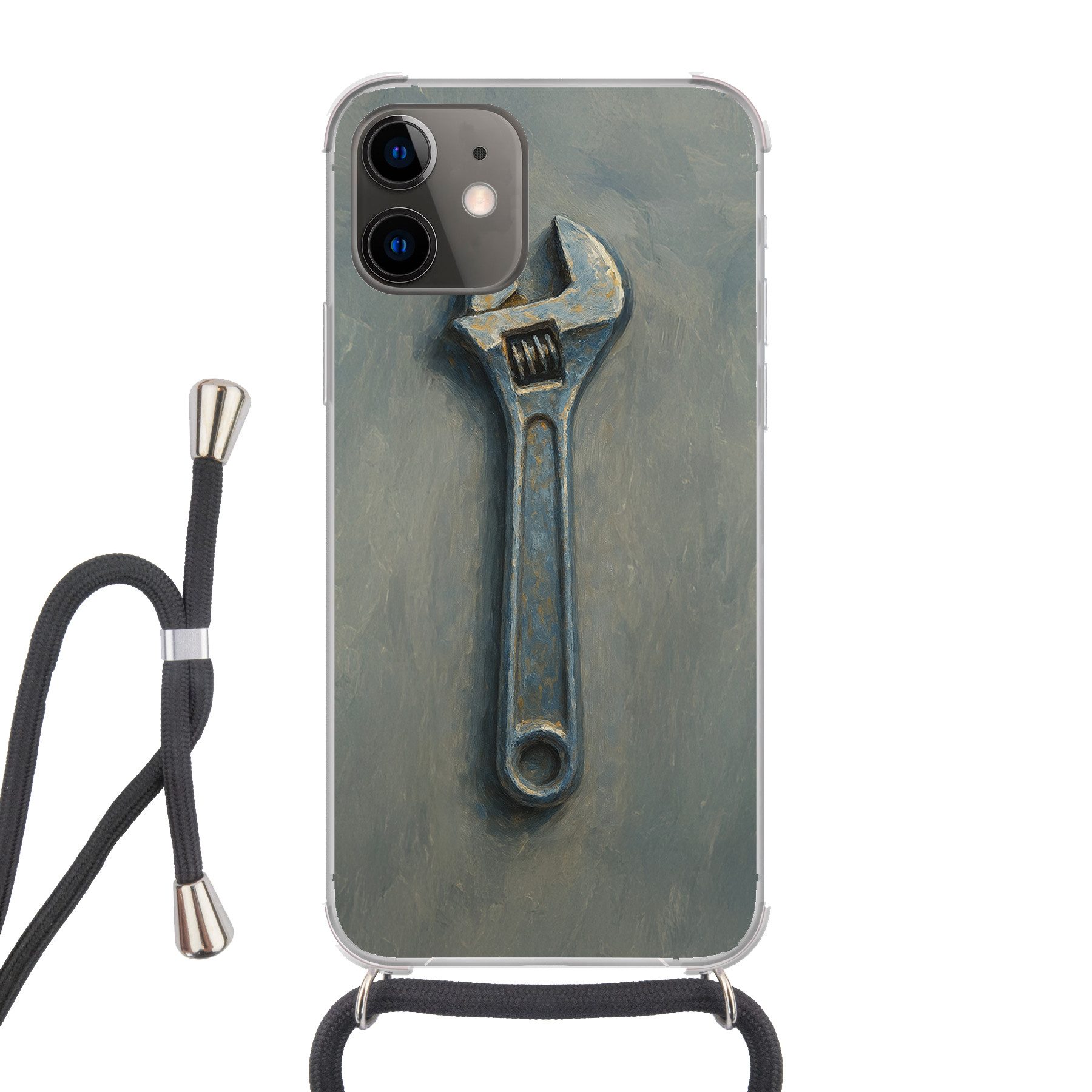 MuchoWow Handyhülle für Apple iPhone 12 Mini Schraubenschlüssel - Werkzeuge - Farbe, Tragbare Handyhüllen mit Kette zum umhängen, Handykette Handyband