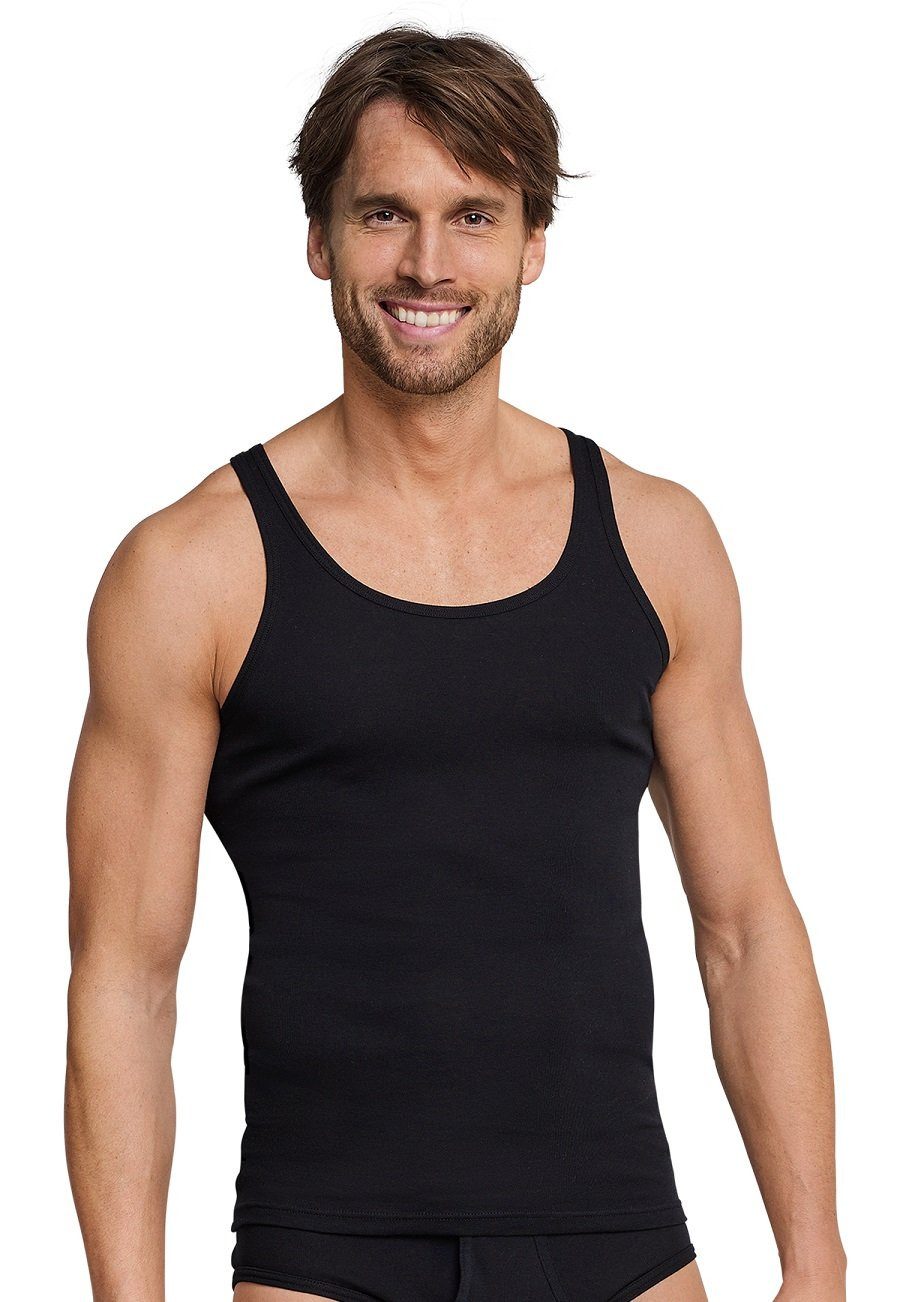 Schiesser Tanktop Unterwäsche Unterhemd Original Feinripp schwarz Herren