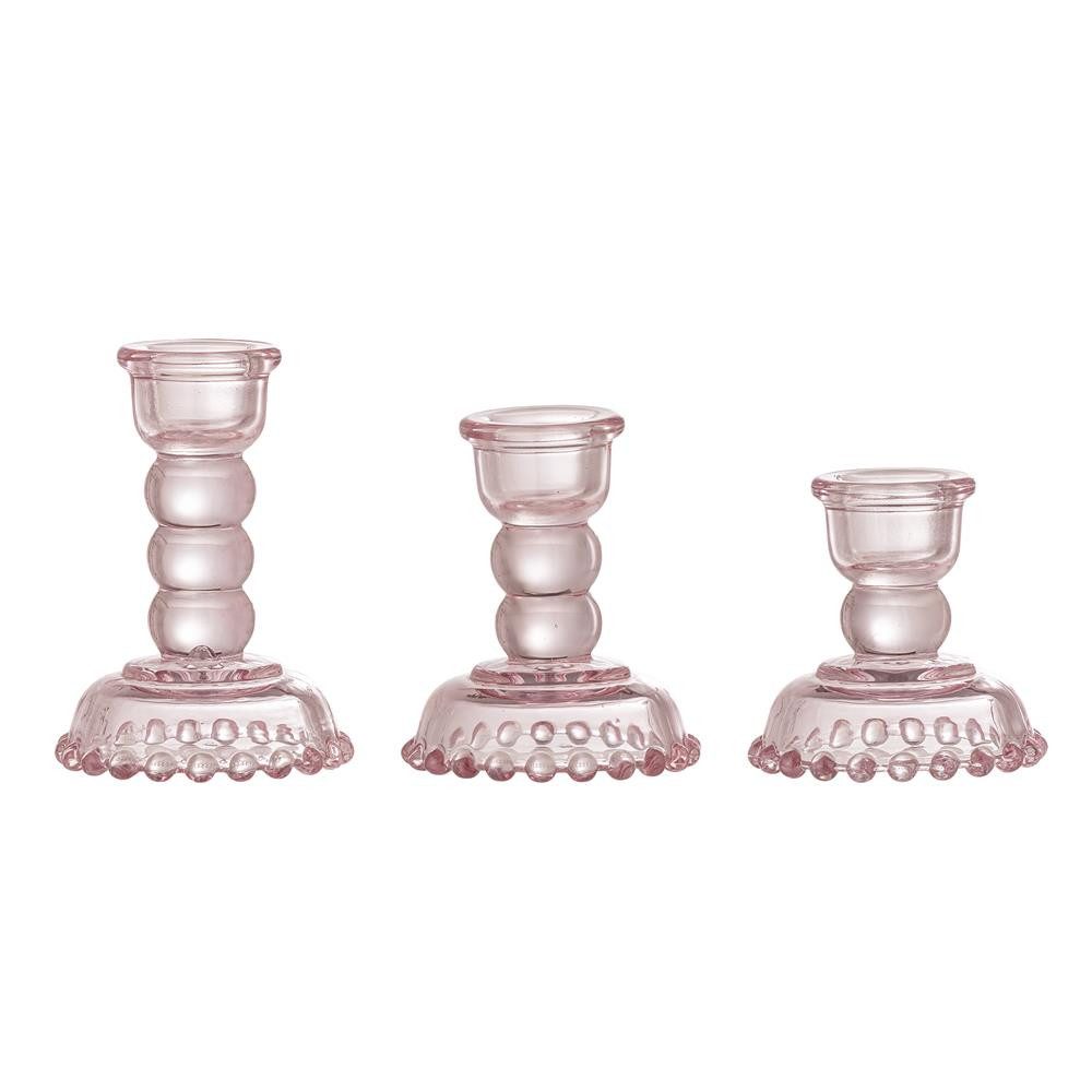 Bloomingville Kerzenhalter Delphia Kerzenhalter Rosa Glas 3er Set, Teelichthalter