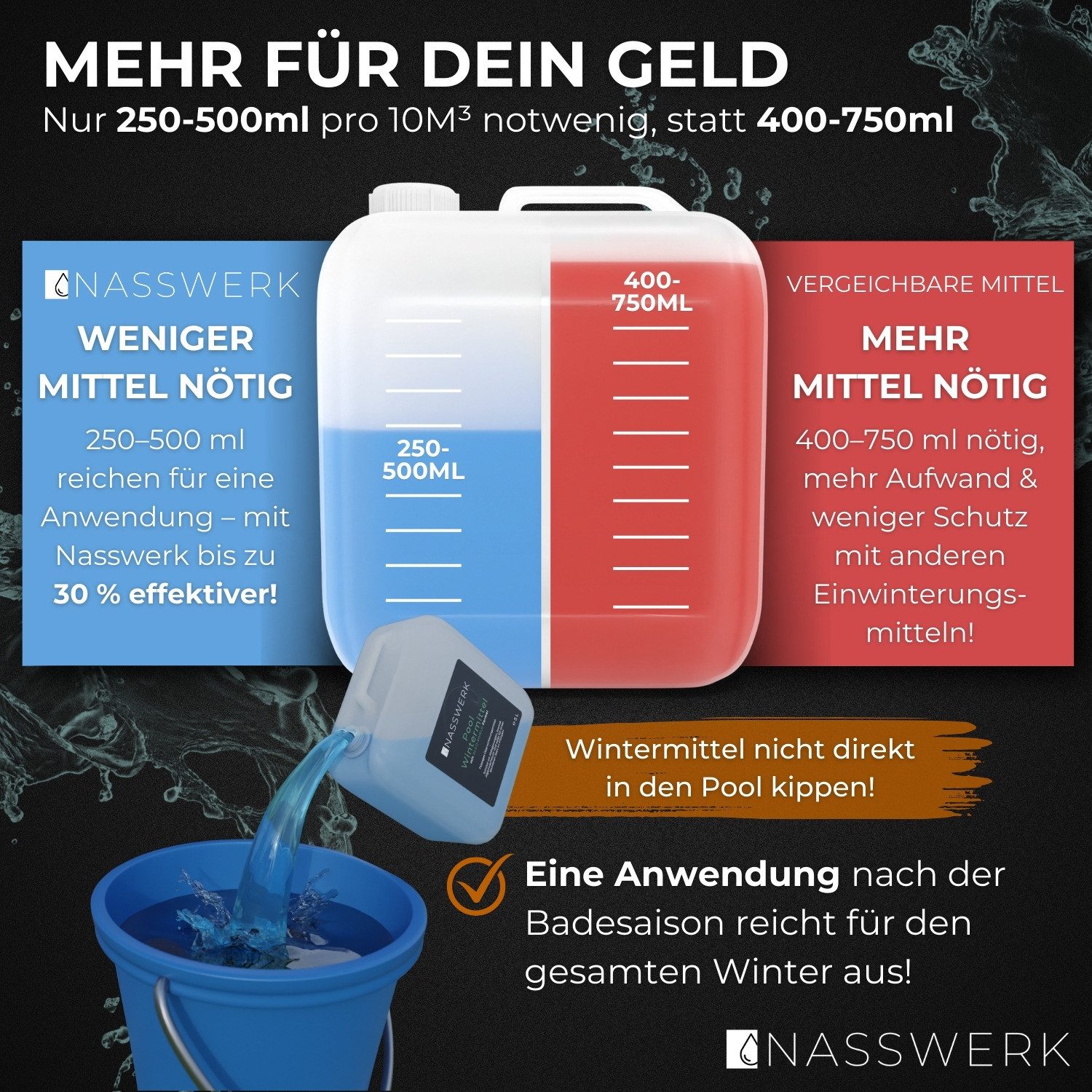 Nasswerk® Poolpflege Effektives Pool Wintermittel mit ALGO-SHIELD Formel, 5 L ohne Wasserablassen – Bild 5 von 5