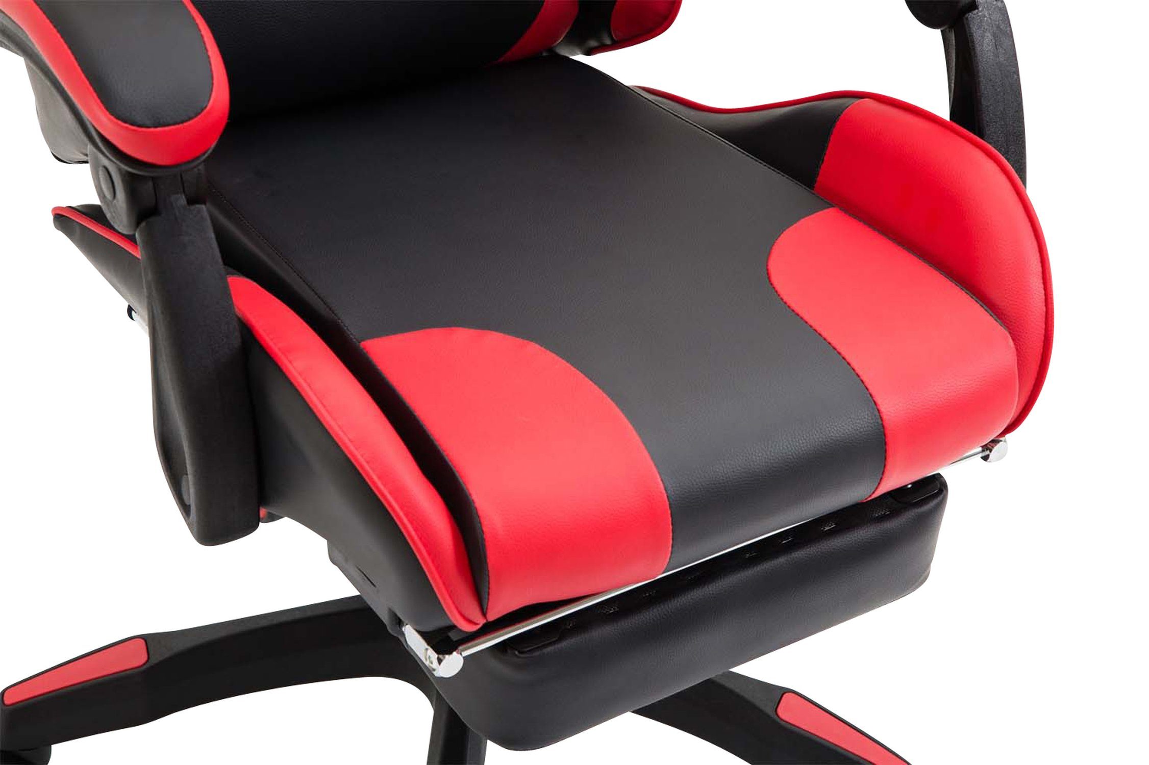 - Kunststoff TPFLiving Chefsessel, schwarz/rot (Schreibtischstuhl, Rückenlehne und drehbar höhenverstellbar Kunstleder Sitz: India Drehstuhl, Gestell: bequemer Gaming-Stuhl schwarz mit - Konferenzstuhl), 360°