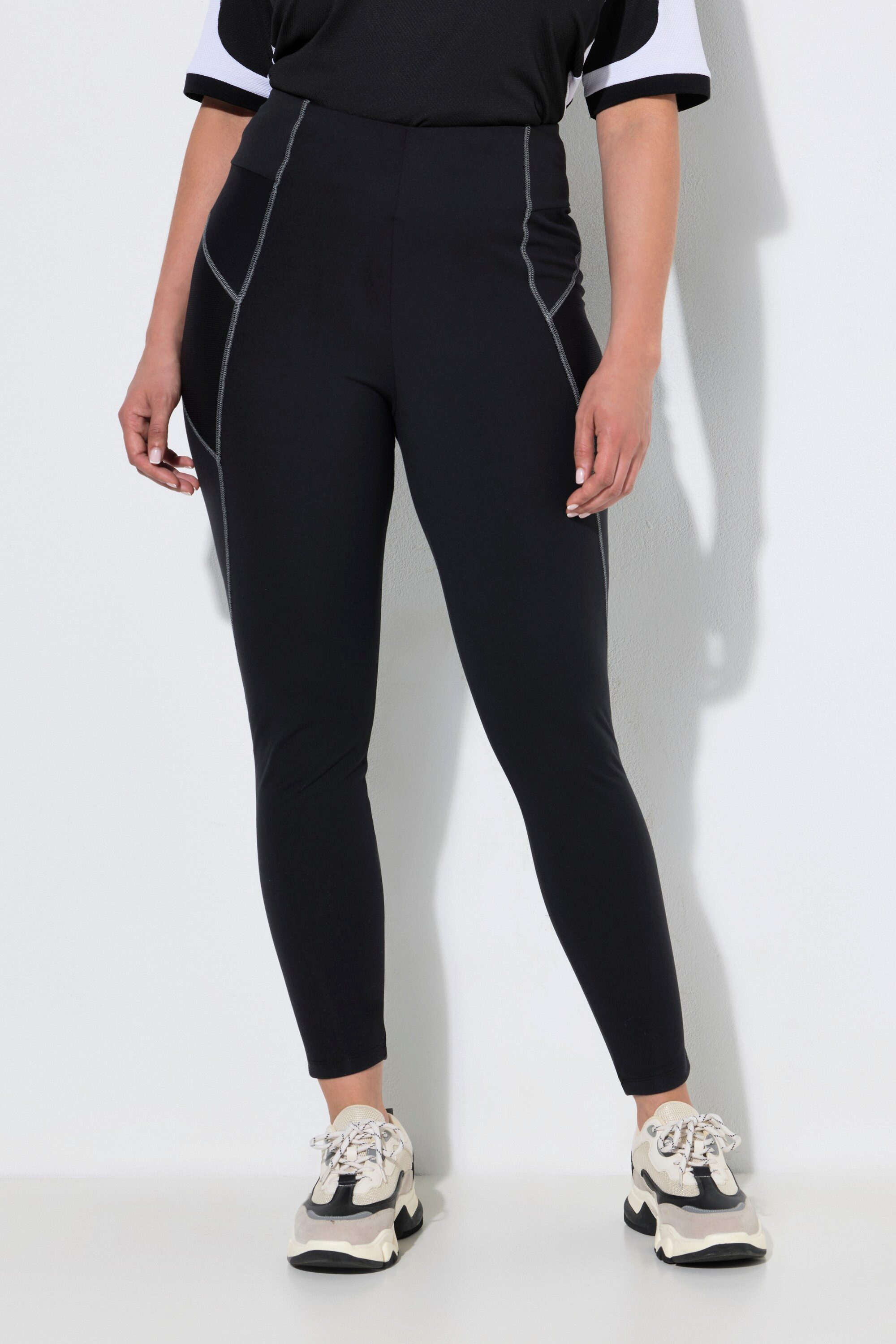 Ulla Popken Leggings Sport-Leggings Reflektor-Bänder Mesh-Taschen