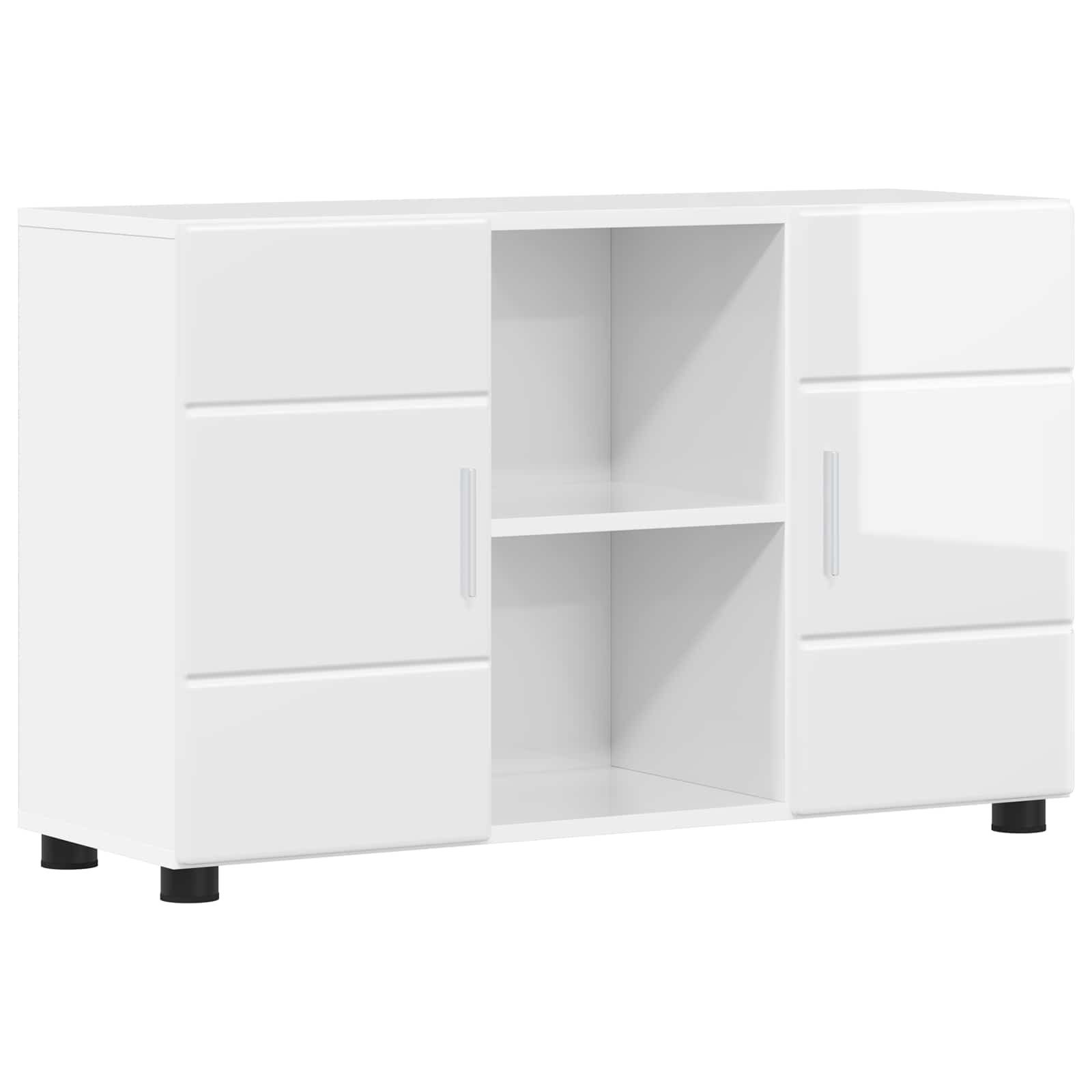 vidaXL Wohnzimmer-Set Sideboard FLORIN 88,5 x 30,5 x 55,5 cm Hochglanz Weiß, (1-St)