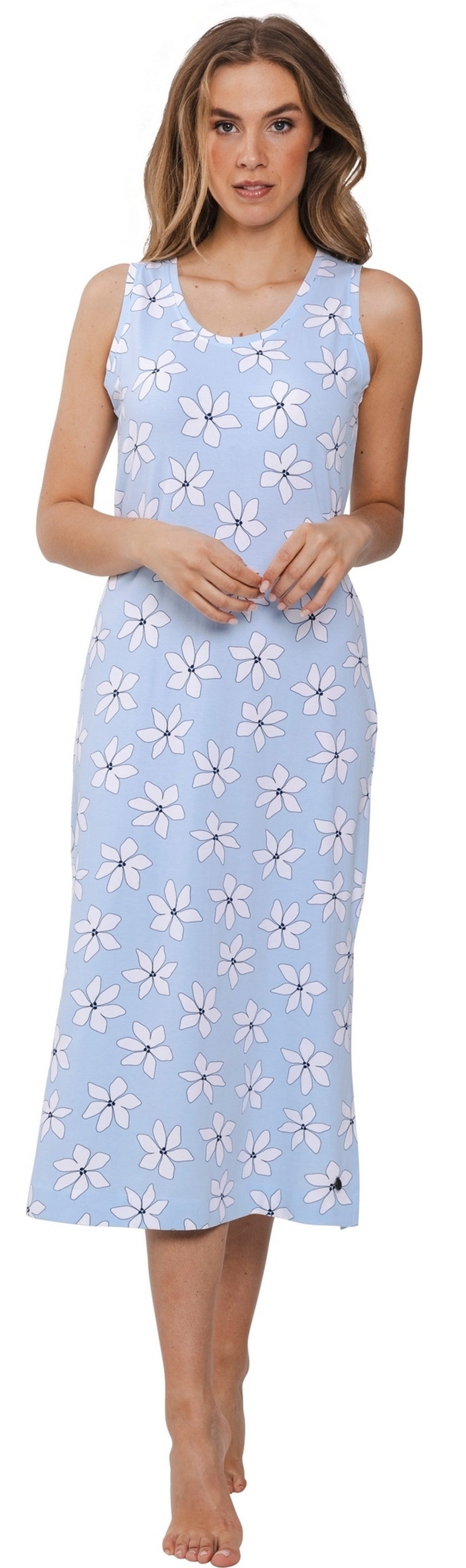Rebelle Nachthemd Modisches Damen Schlafshirt lang ohne Arm (1-tlg) Blumen günstig online kaufen