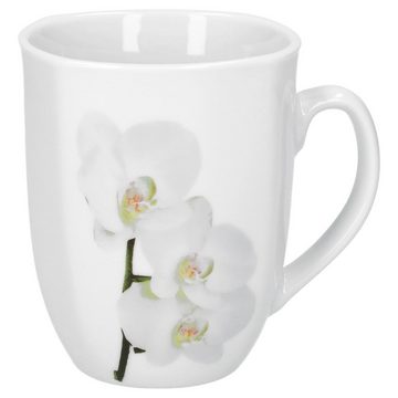 van Well Becher 6er Set Kaffeebecher Vanda weiße Orchidee 33cl