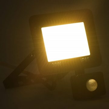 vidaXL Flutlichtstrahler LED-Fluter mit Sensor 30 W Warmweiß