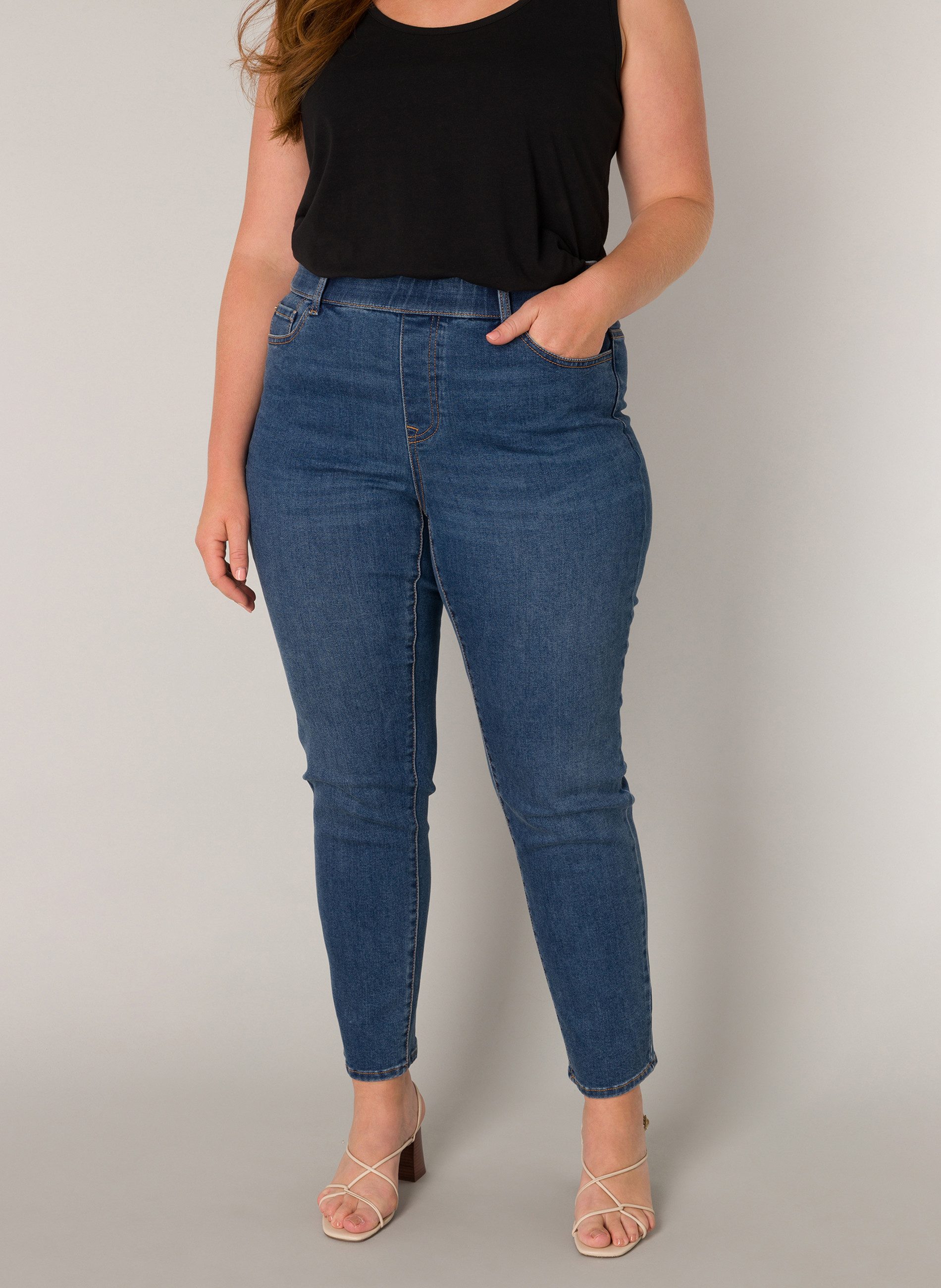 Base Level Curvy Jeggings in großen Größen, mit Gummizug und Stretch günstig online kaufen